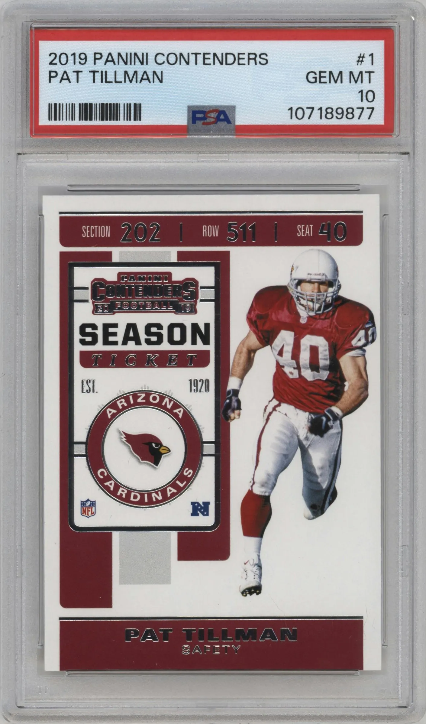 2019 Panini Contenders Pat Tillman #1 PSA 10