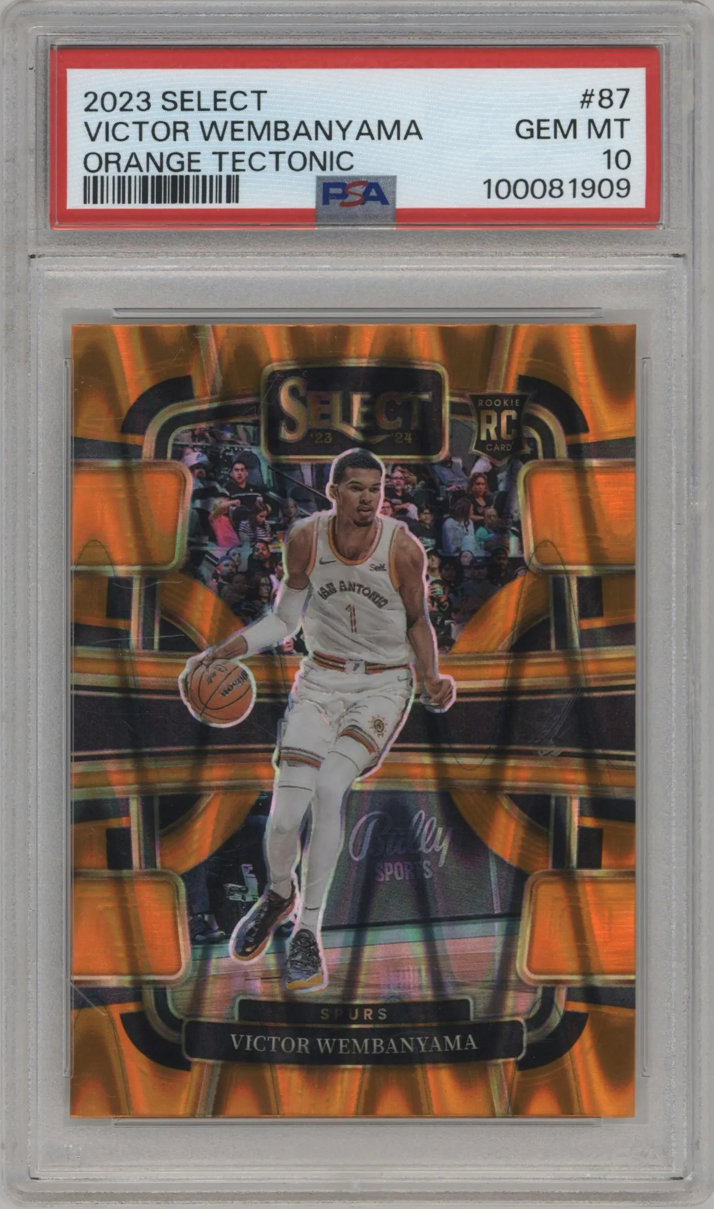 2023 Panini Select Victor Wembanyama Orange Tectonic #87 PSA 10