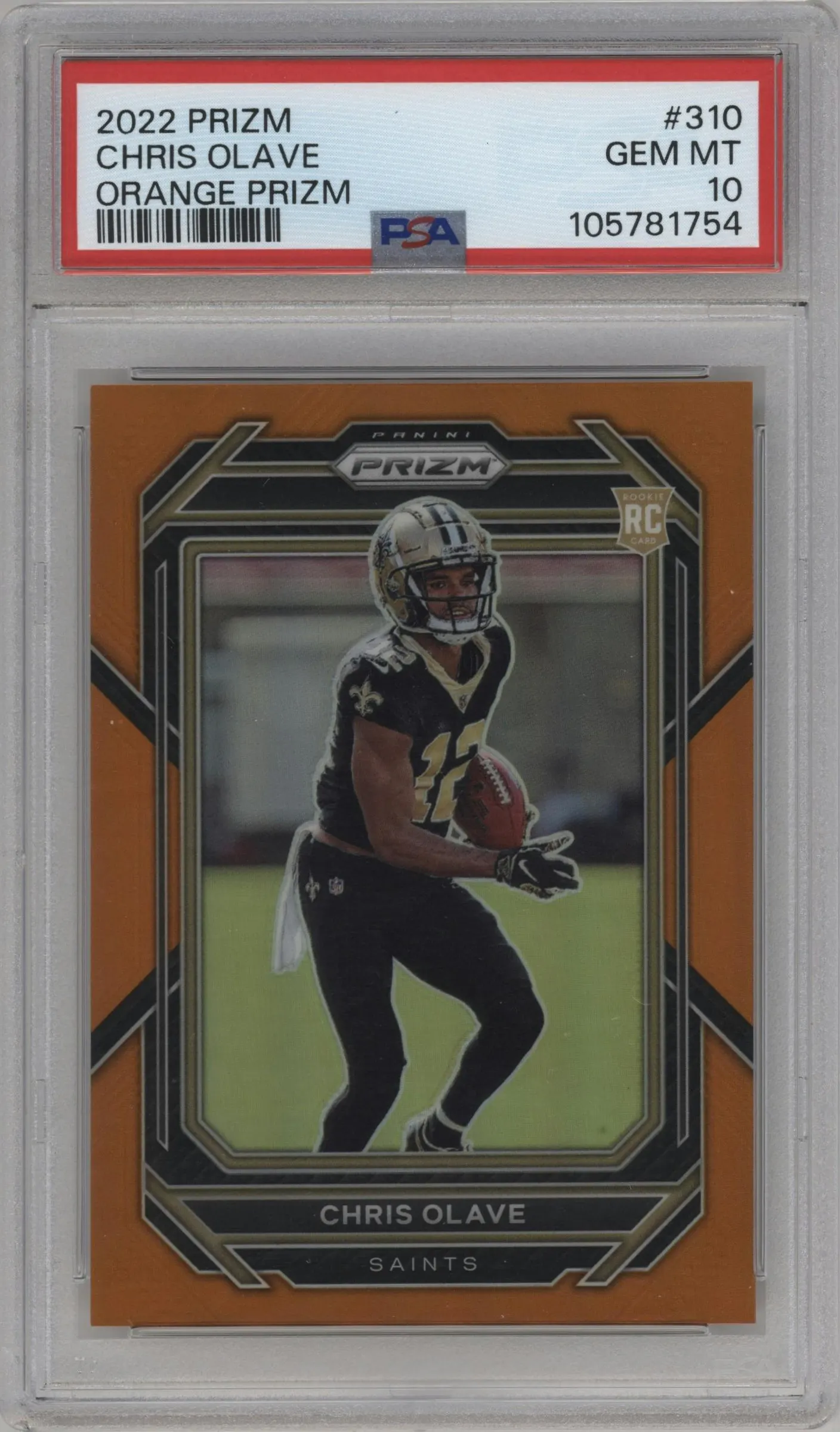 2022 Panini Prizm Chris Olave Orange Prizm #310 PSA 10