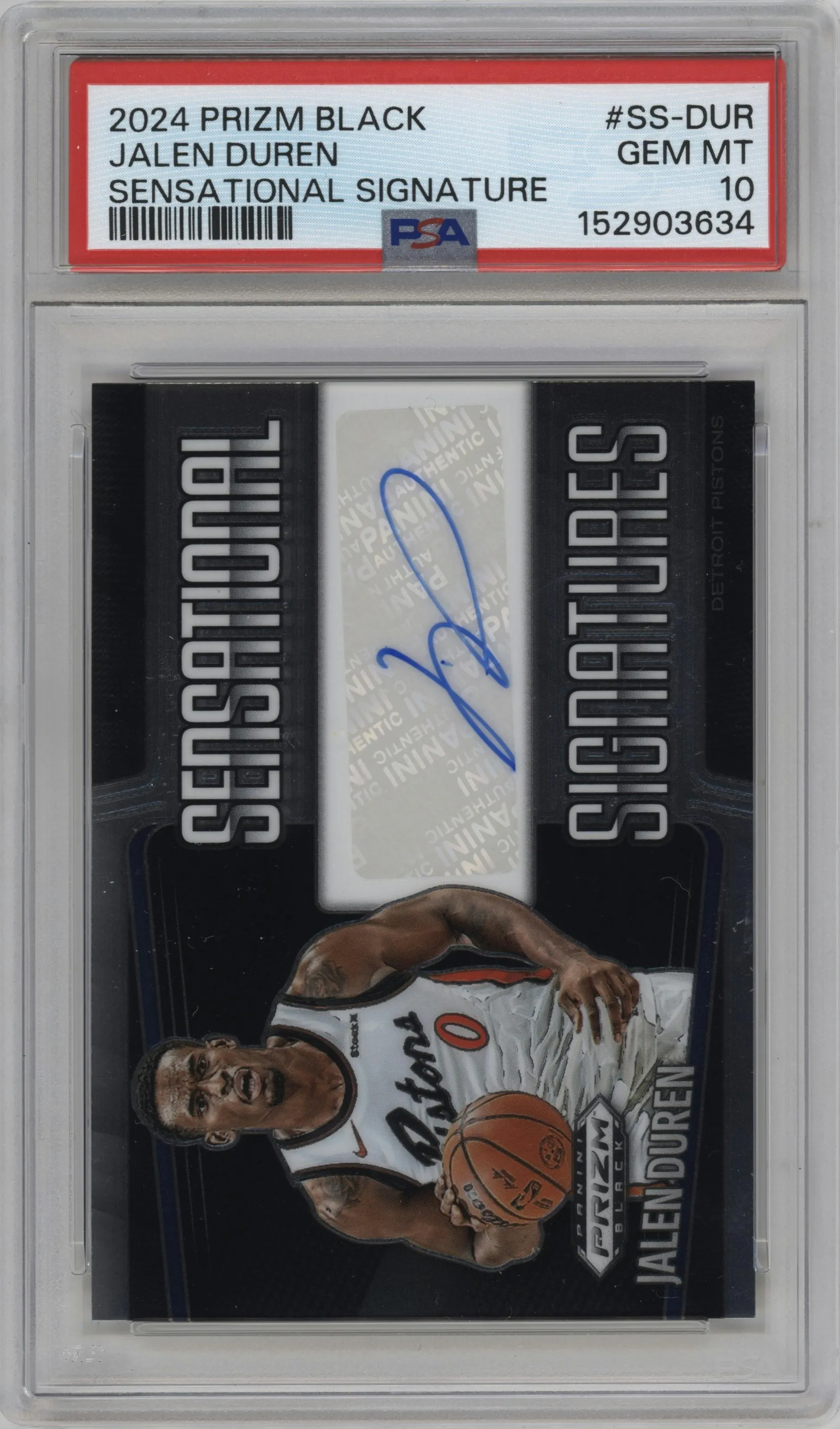 2024 Panini Prizm Black Sensational Sig. Jalen Duren PSA 10
