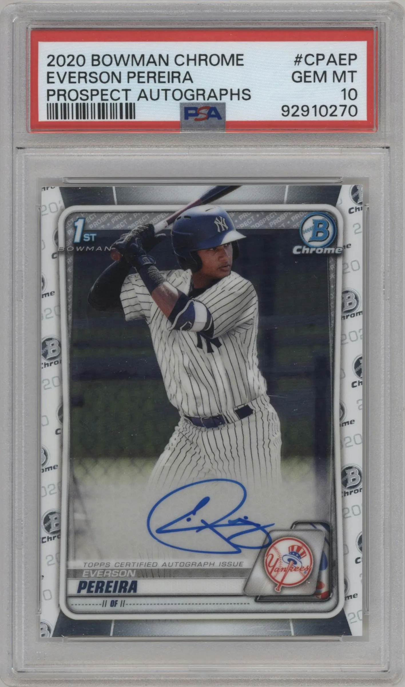 2020 Bowman Chr.Pros.Auto Everson Pereira #CPA-EP PSA 10