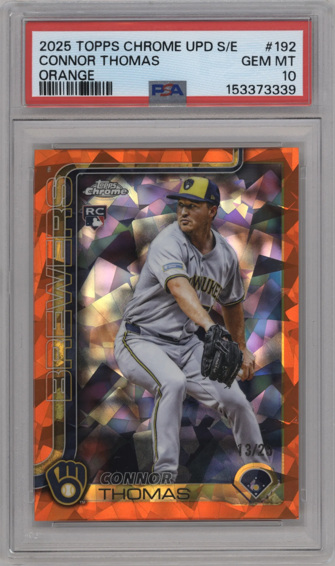 2025 Topps Chrome Update Sapphire Edition Connor Thomas Orange Sapphire #USC192 PSA 10