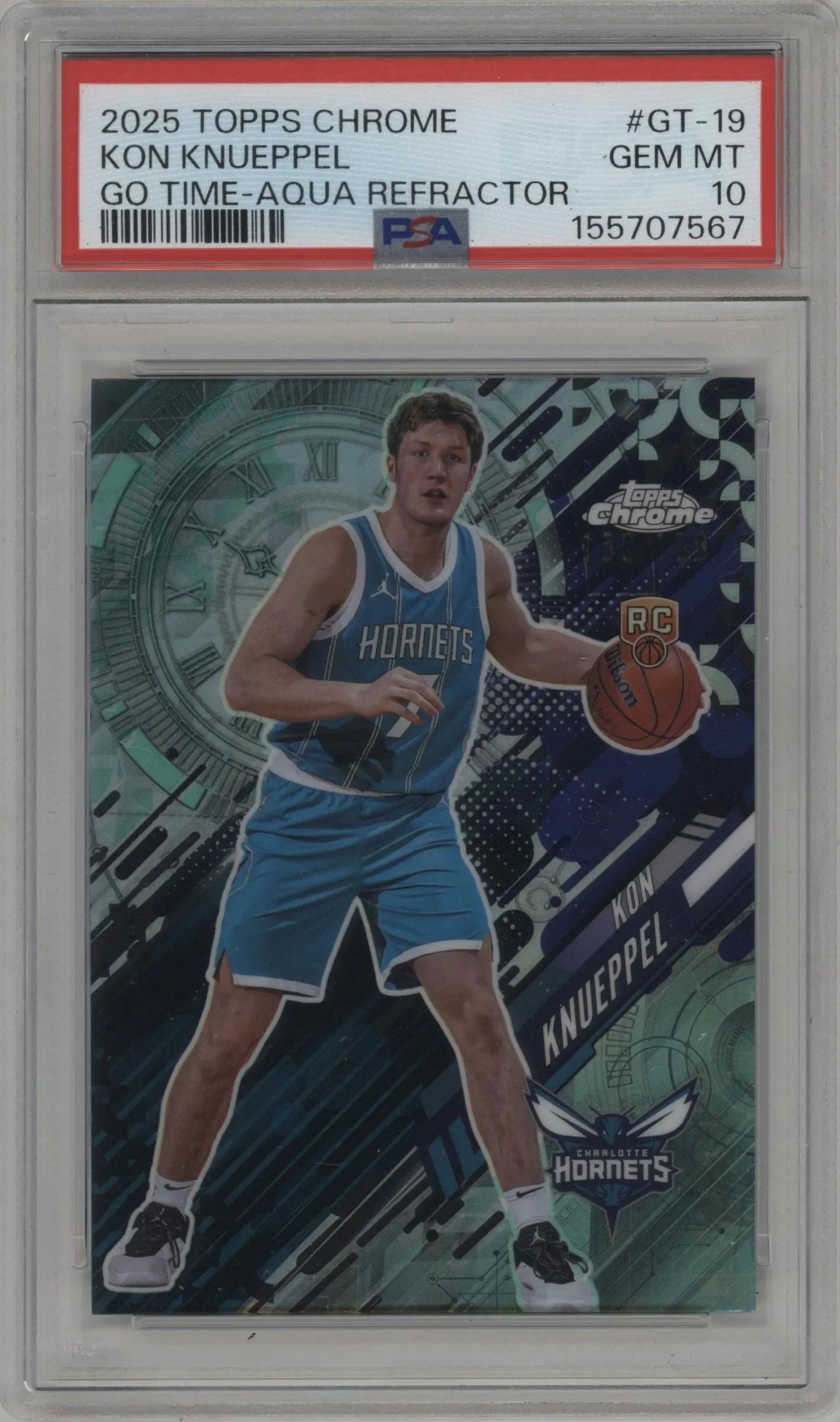 2025 Topps Chrome Go Time Kon Knueppel Aqua Refractor PSA 10