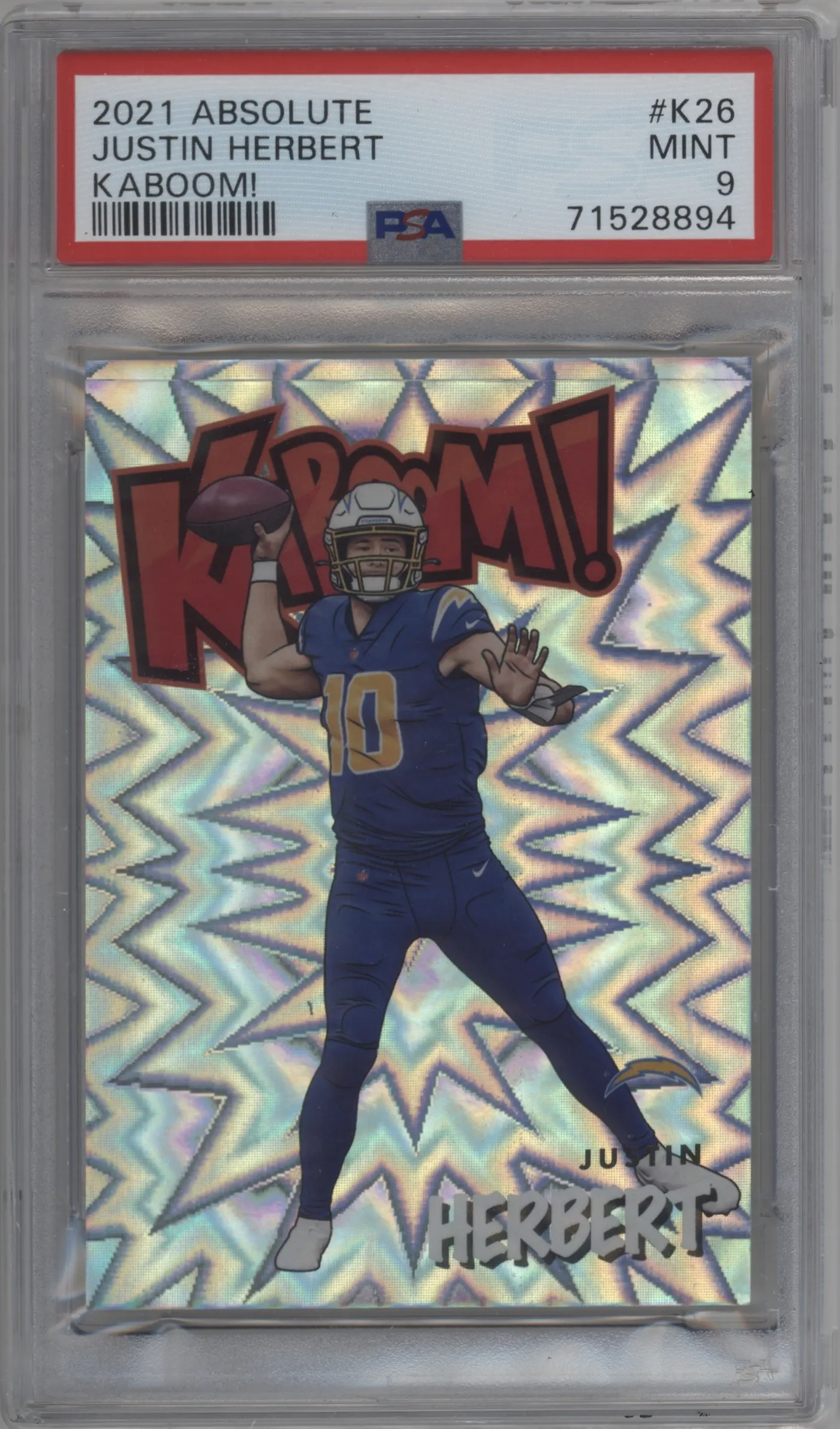 2021 Panini Absolute Kaboom! Justin Herbert #K26 PSA 9