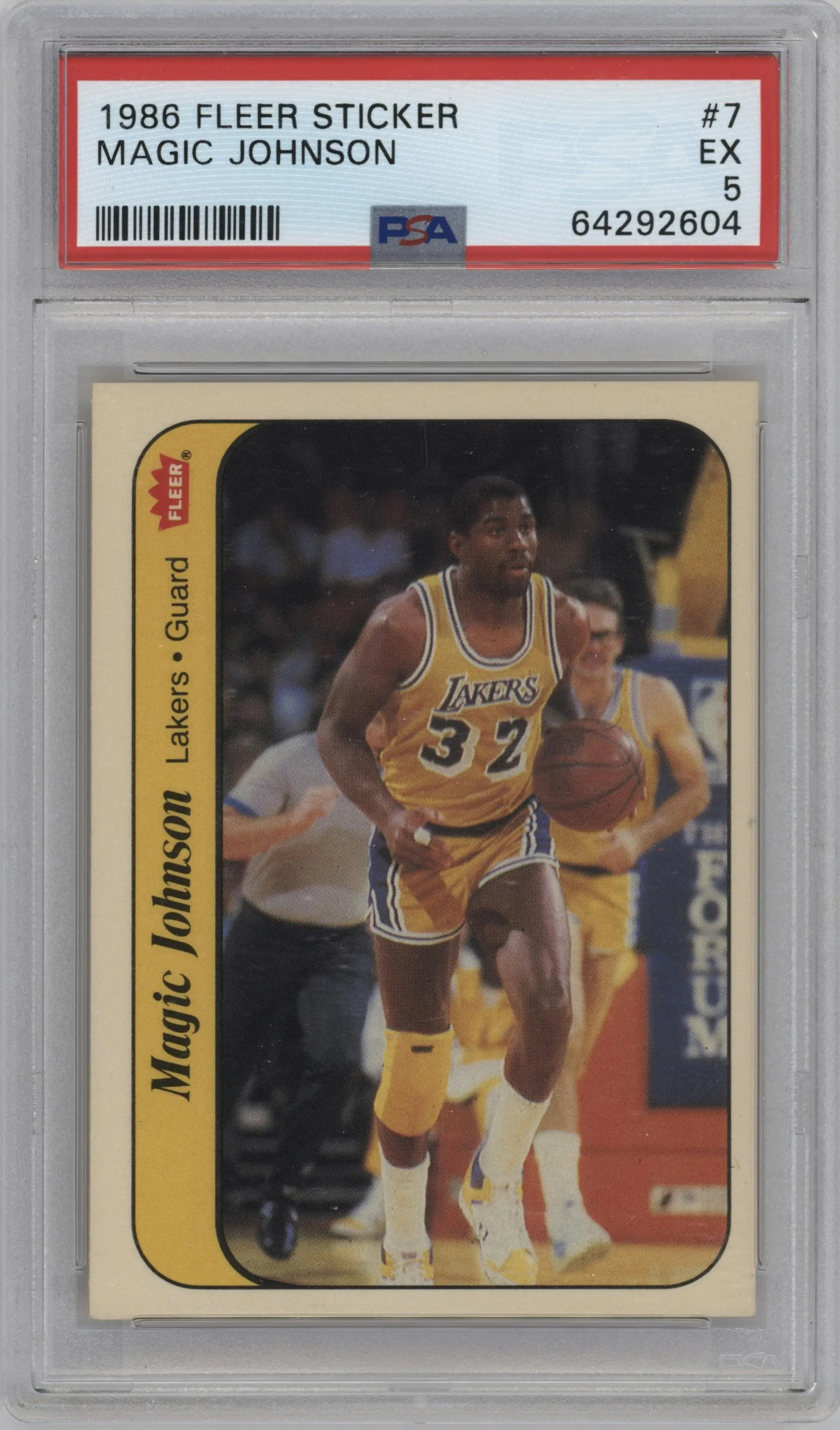 1986 Fleer Stickers Magic Johnson #7 PSA 5