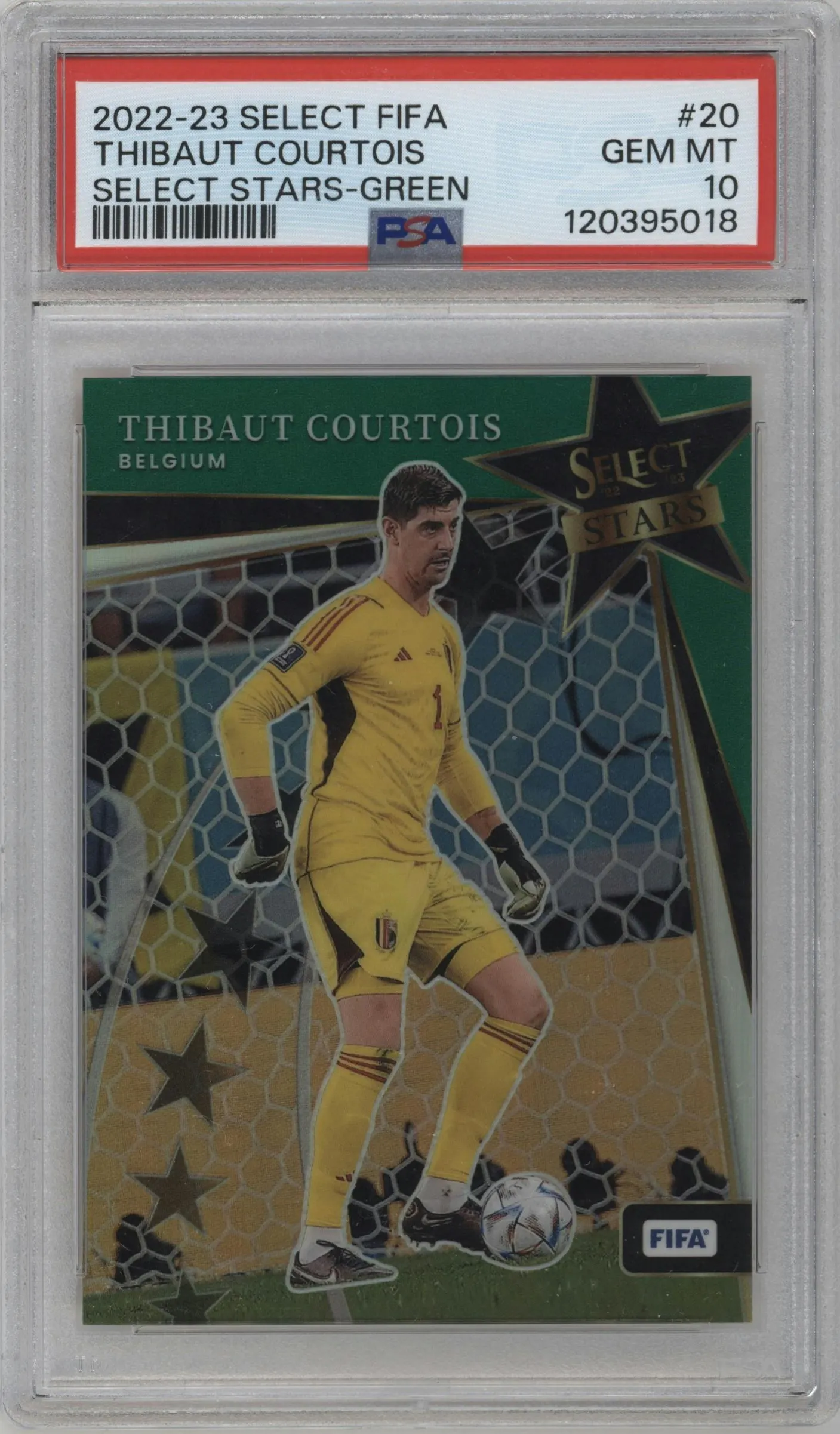 2022 Panini Select FIFA Select Stars Thibaut Courtois Green #20 PSA 10