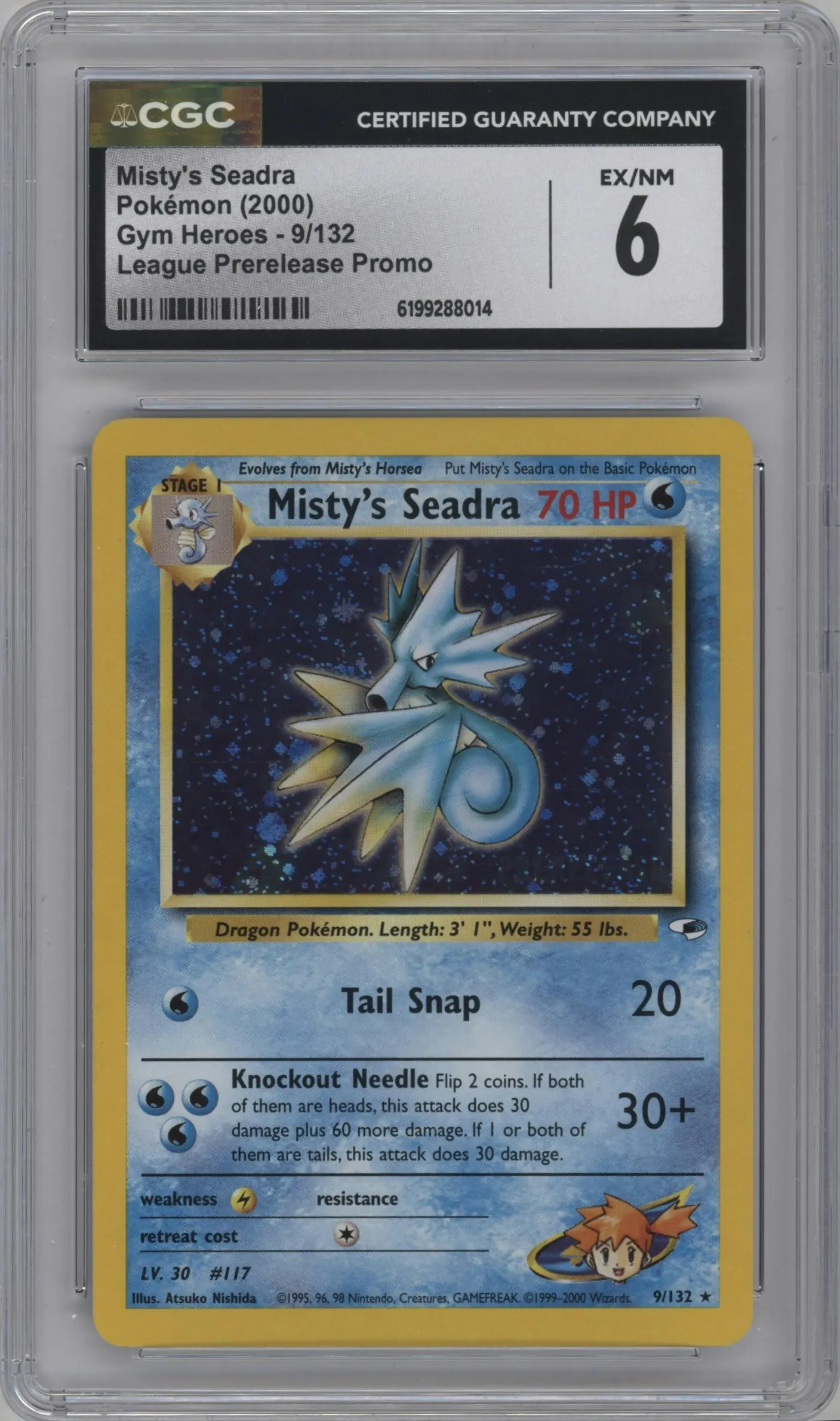 2000 Pokemon GH Gym Heroes Misty's Seadra Pre-Release #9 CGC 6