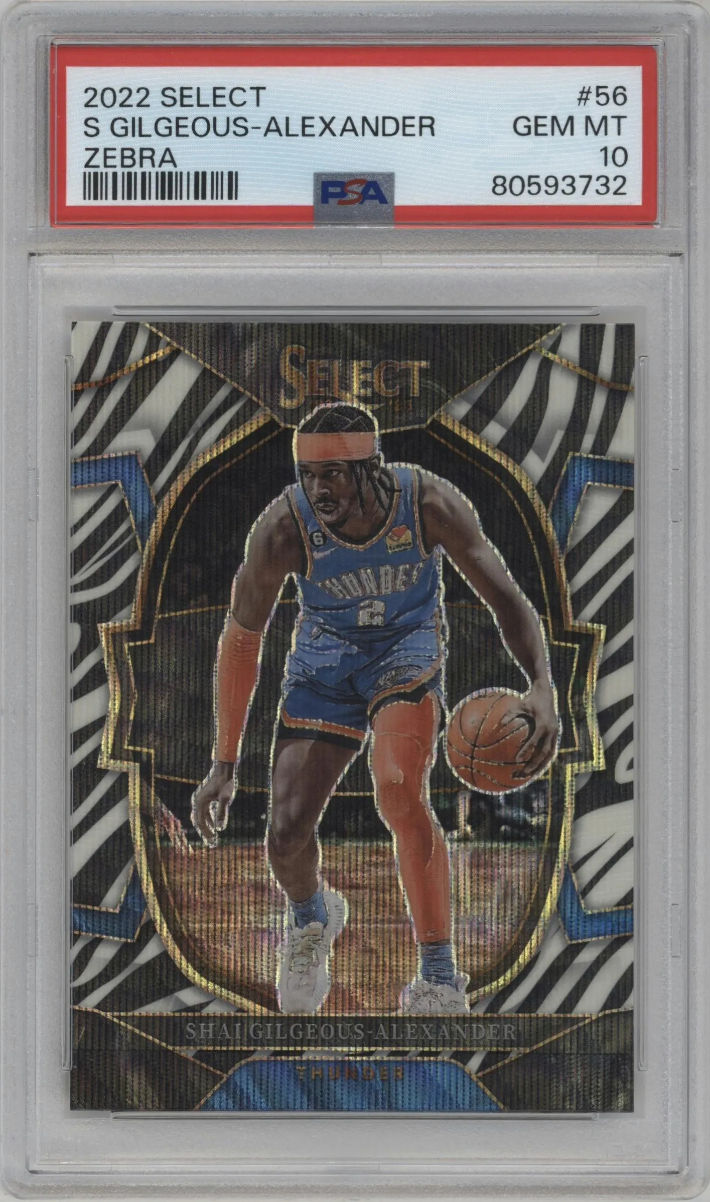 2022 Panini Select Shai Gilgeous-Alexander Zebra #56 PSA 10
