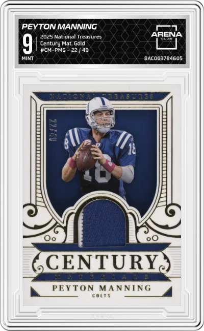 2025 Panini National Treasures Century Mat. Peyton Manning Gold ARENA CLUB 9