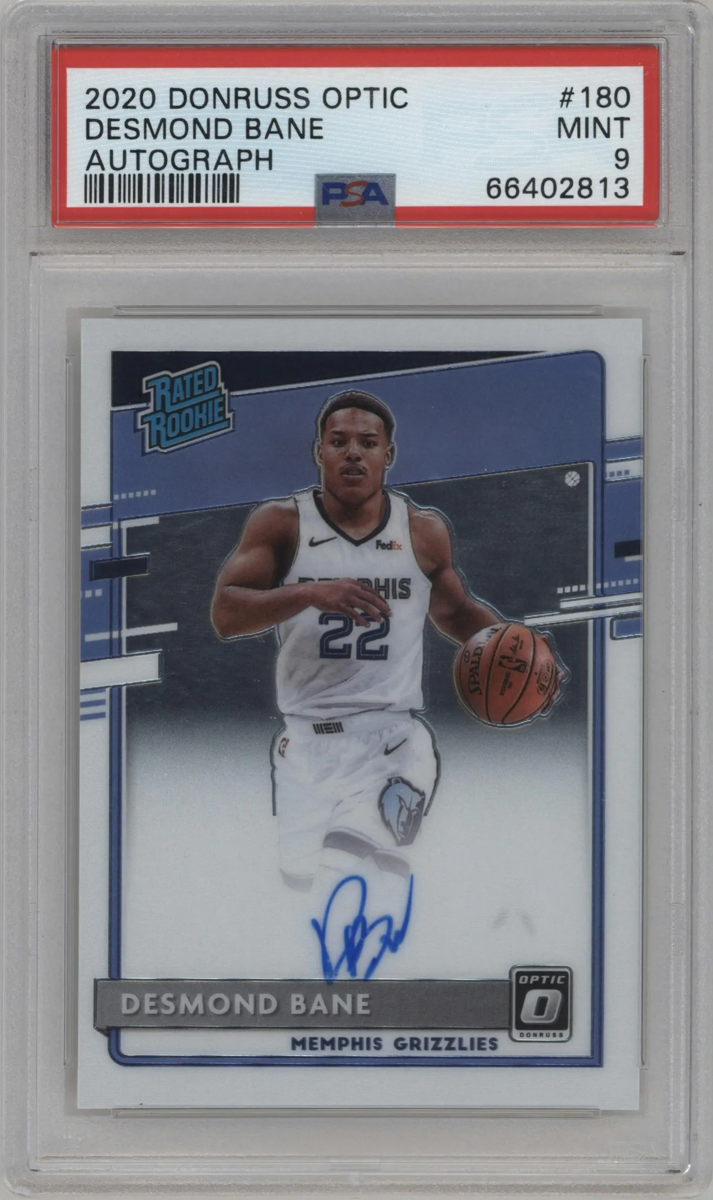 2020 Panini Donruss Optic Rtd.Rke.Sig. Desmond Bane #180 PSA 9