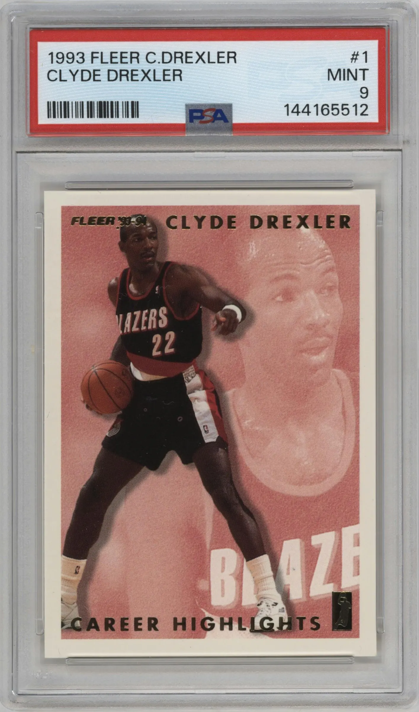 1993 Fleer CD Career Highlights Clyde Drexler #1 PSA 9