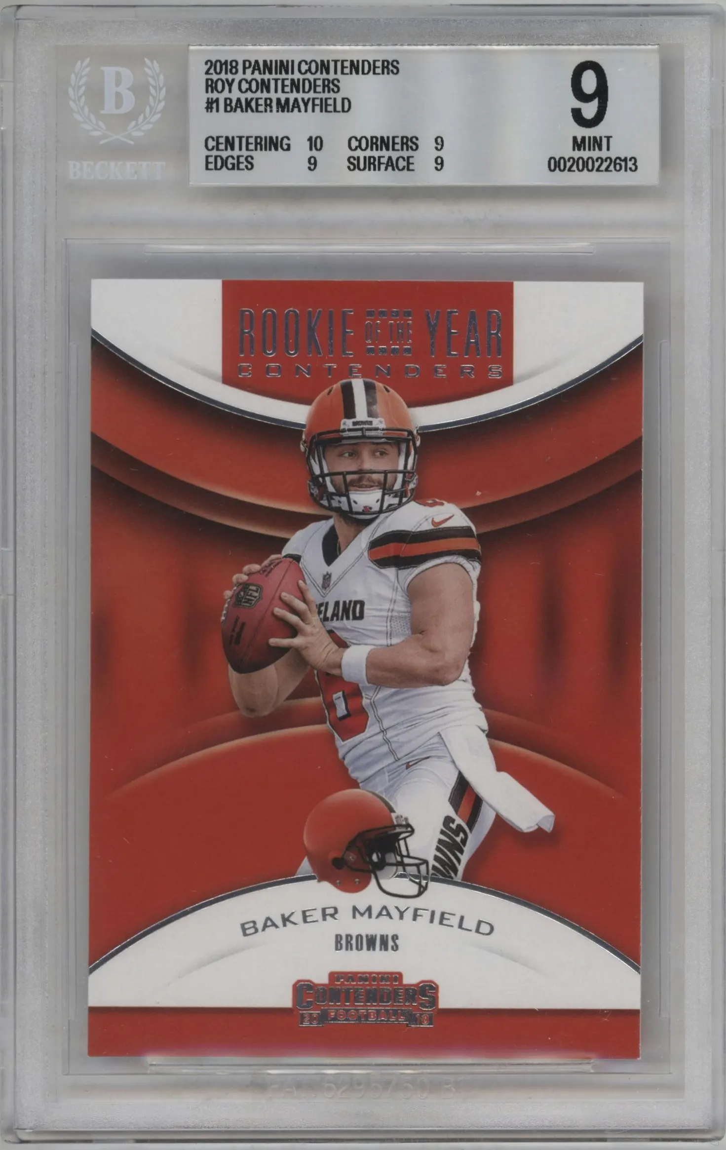 2018 Panini Contenders ROTY Contenders Baker Mayfield #RYA-BM BGS 9