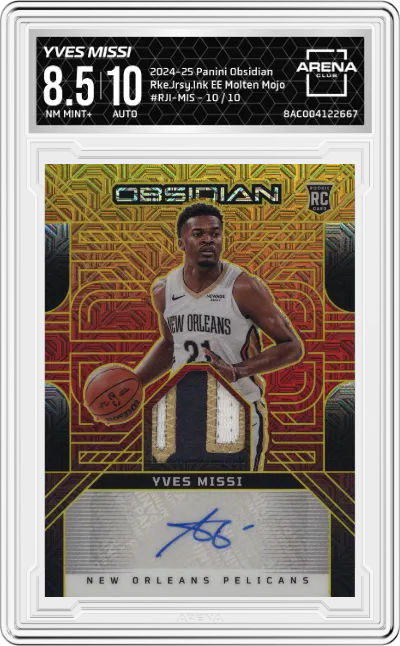 2024 Panini Obsidian Rke.Jrsy.Ink Yves Missi Electric Etch Molten Mojo #RJI-MIS ARENA CLUB 8.5