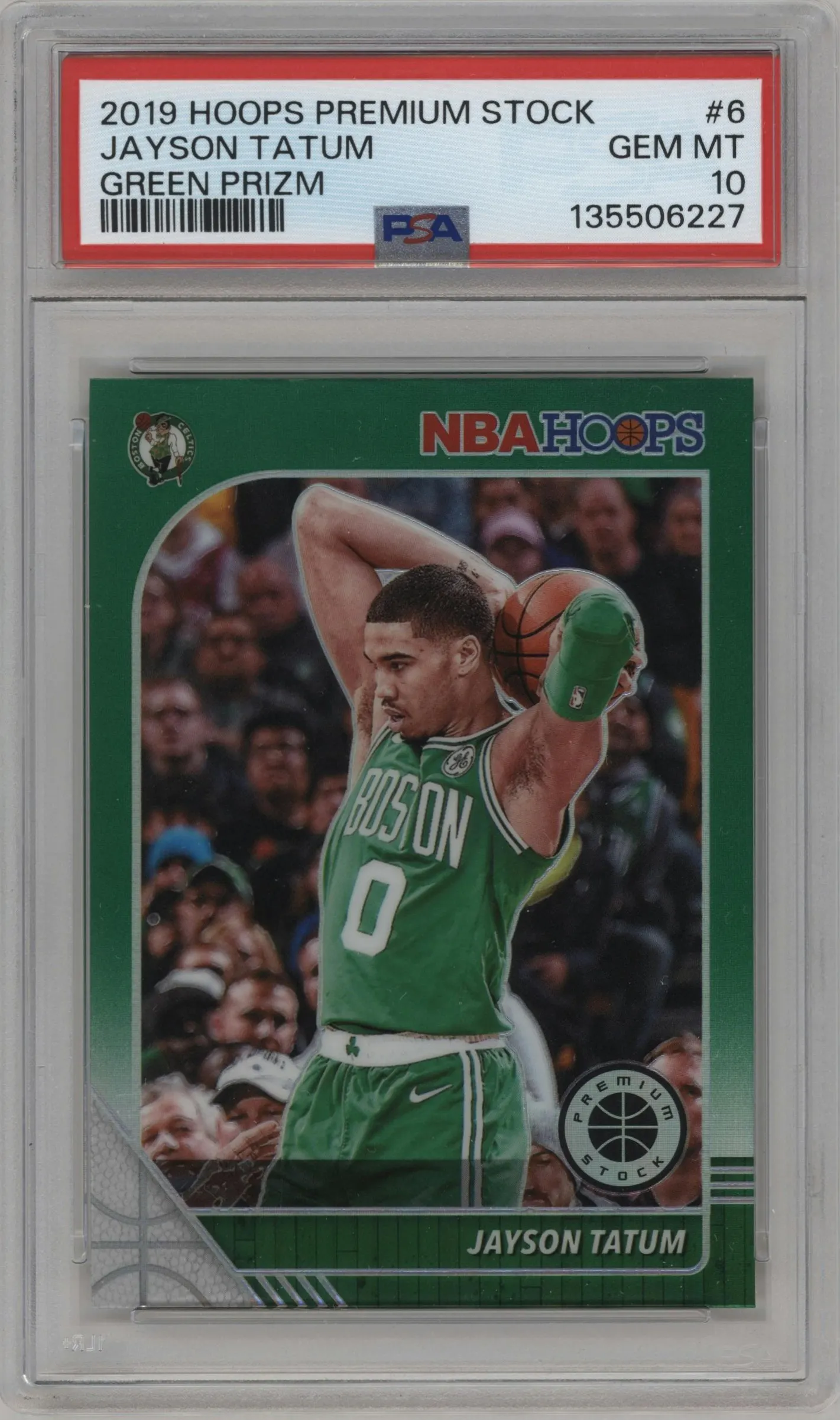 2019 Panini Hoops Premium Stock Jayson Tatum Green #6 PSA 10