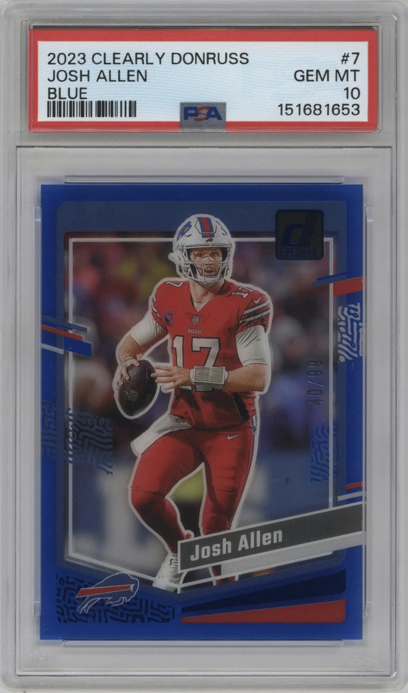 2023 Clearly Donruss Josh Allen Blue #7 PSA 10