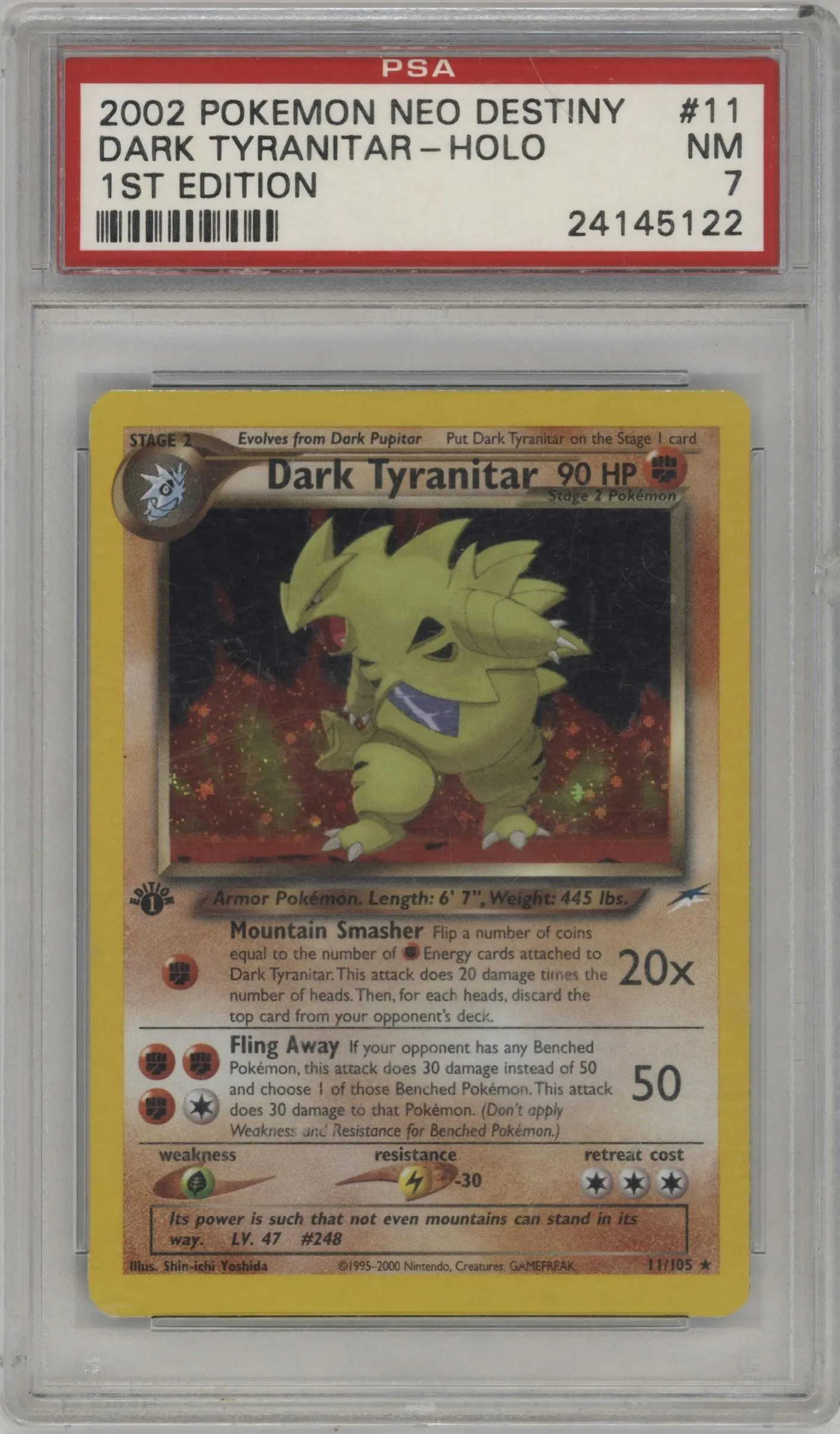 2002 Pokemon Neo Genesis Neo Destiny Dark Tyranitar #11 PSA 7