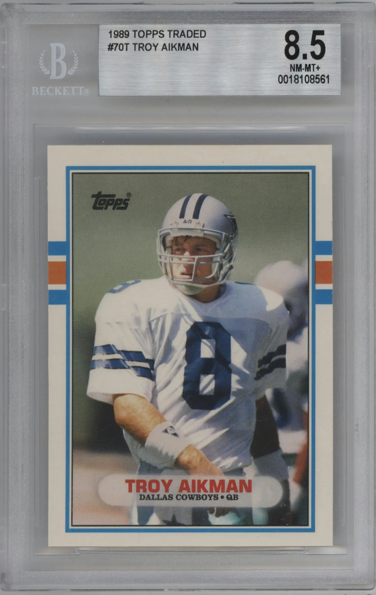 1989 Topps Traded Troy Aikman #70T BGS 8.5