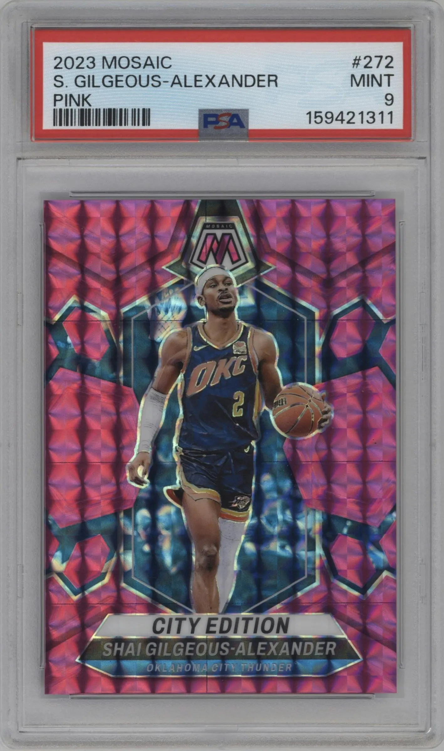 2023 Panini Mosaic Shai Gilgeous-Alexander Pink Mosaic #272 PSA 9
