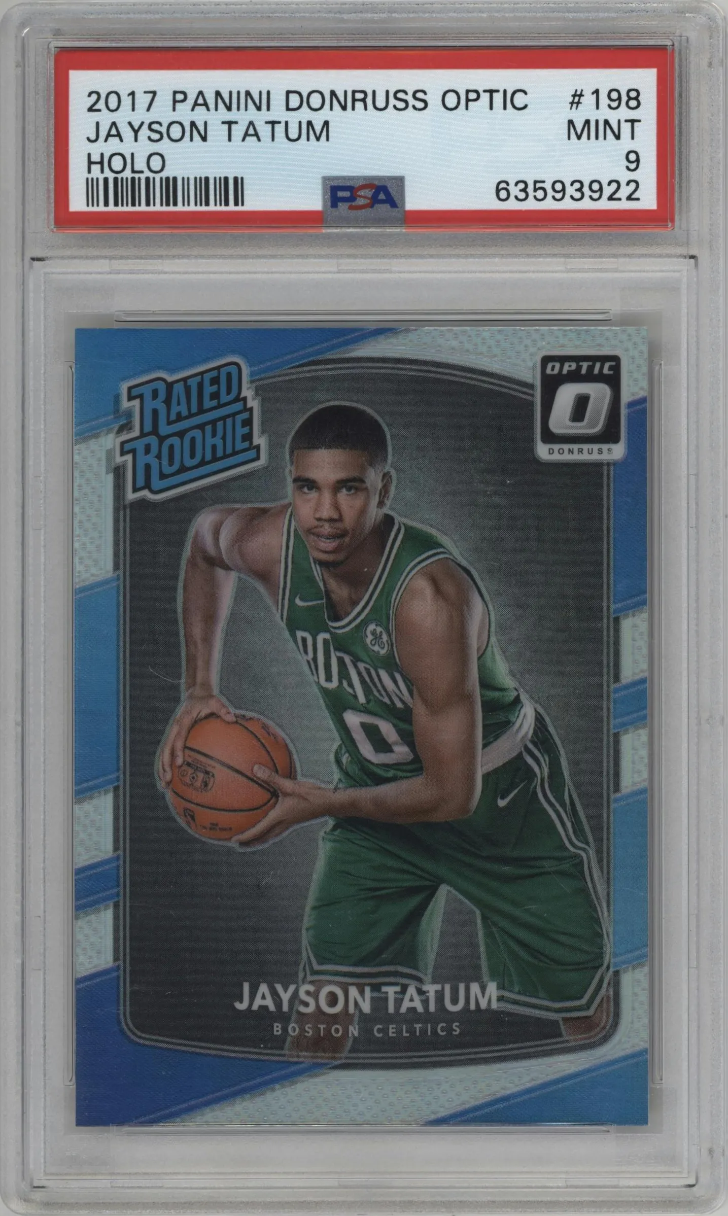 2017 Panini Donruss Optic Rated Rookie Jayson Tatum Holo #198 PSA 9
