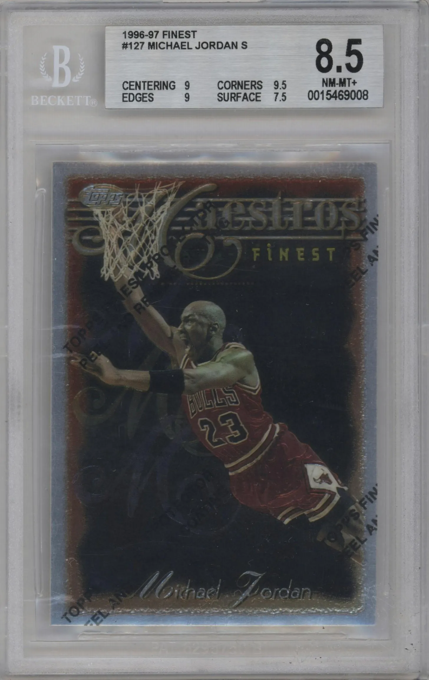 1996 Topps Finest Michael Jordan W/ Coating #127 BGS 8.5