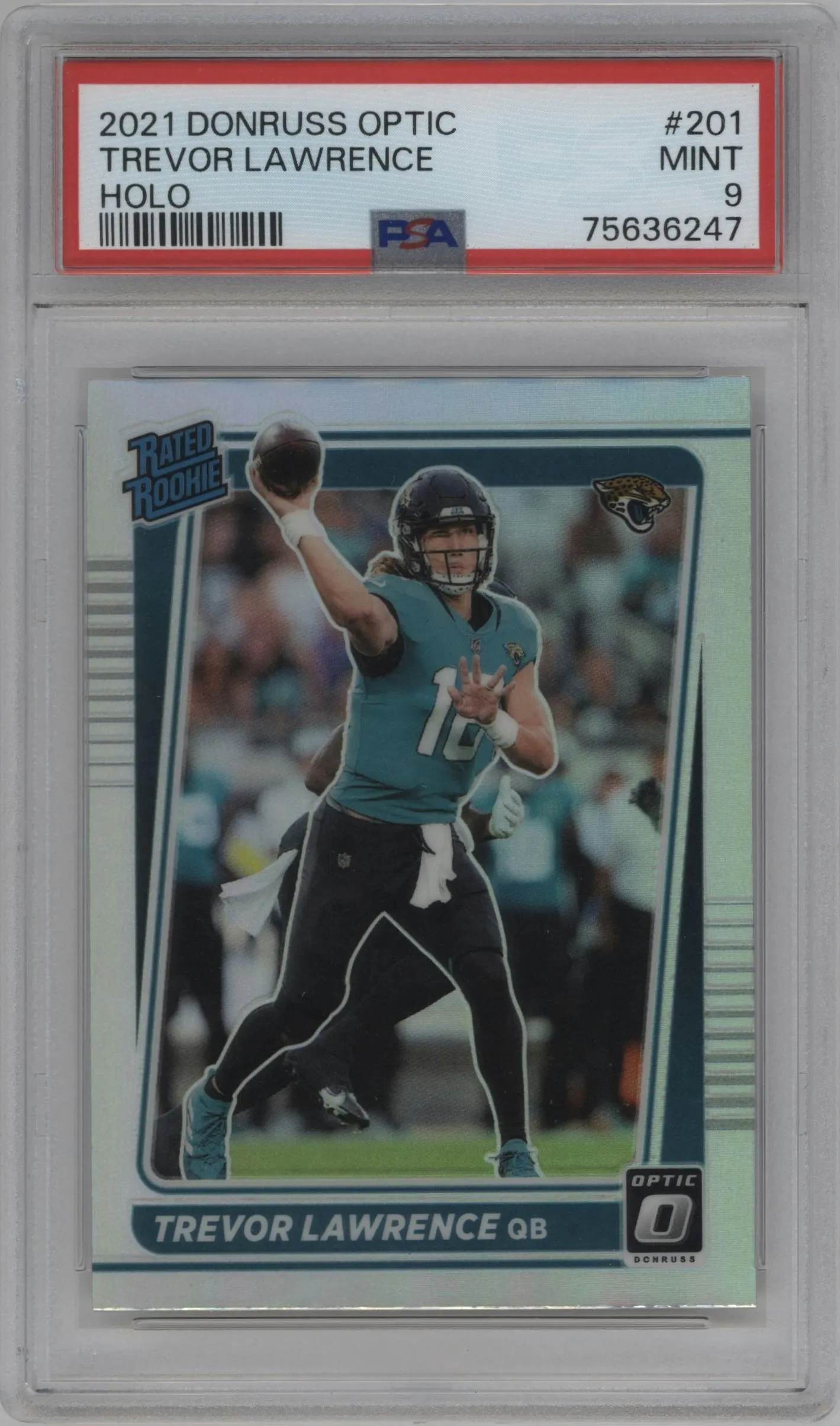 2021 Panini Donruss Optic Rated Rookie Trevor Lawrence Holo #201  PSA 9