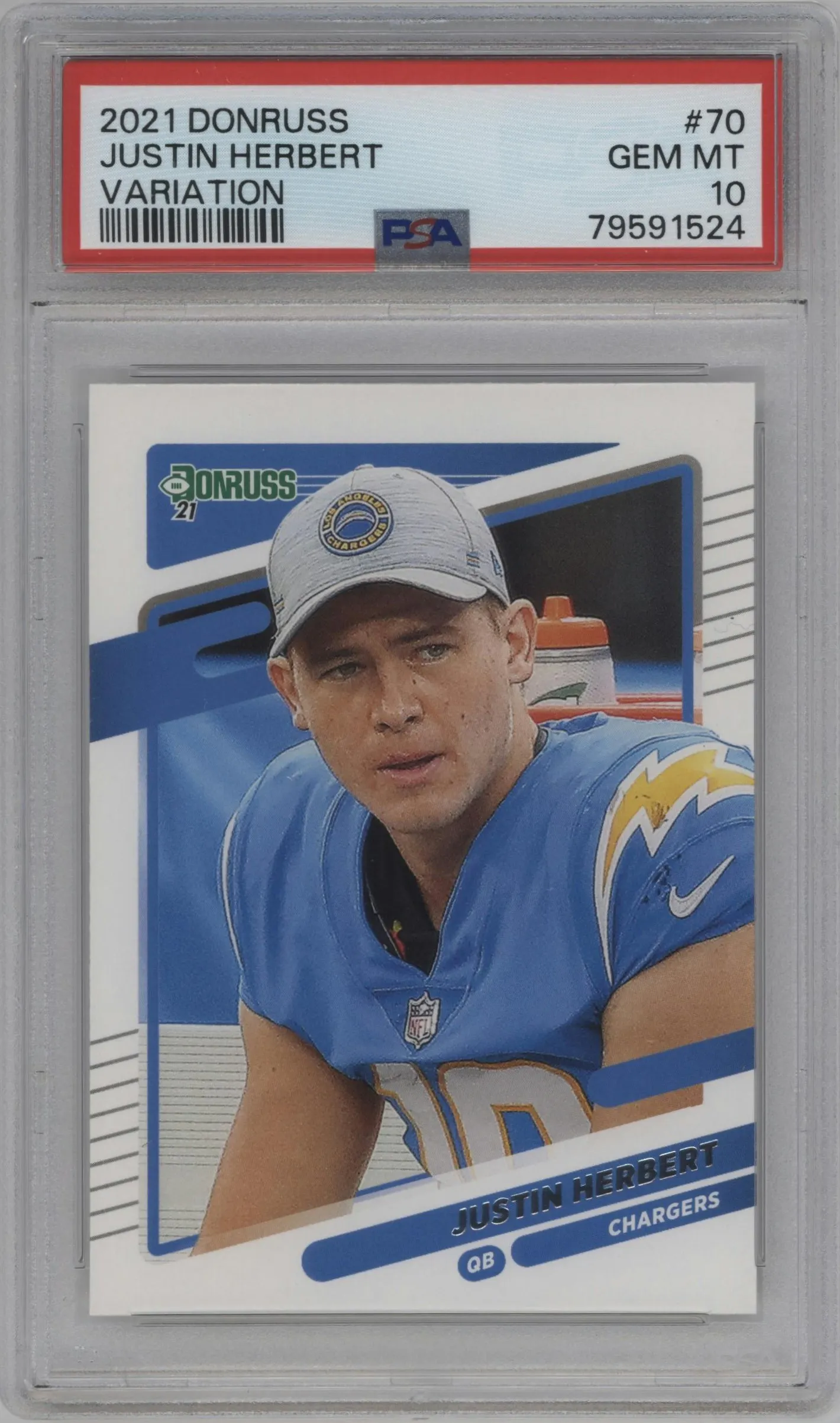 2021 Panini Donruss Variation Justin Herbert #70 PSA 10