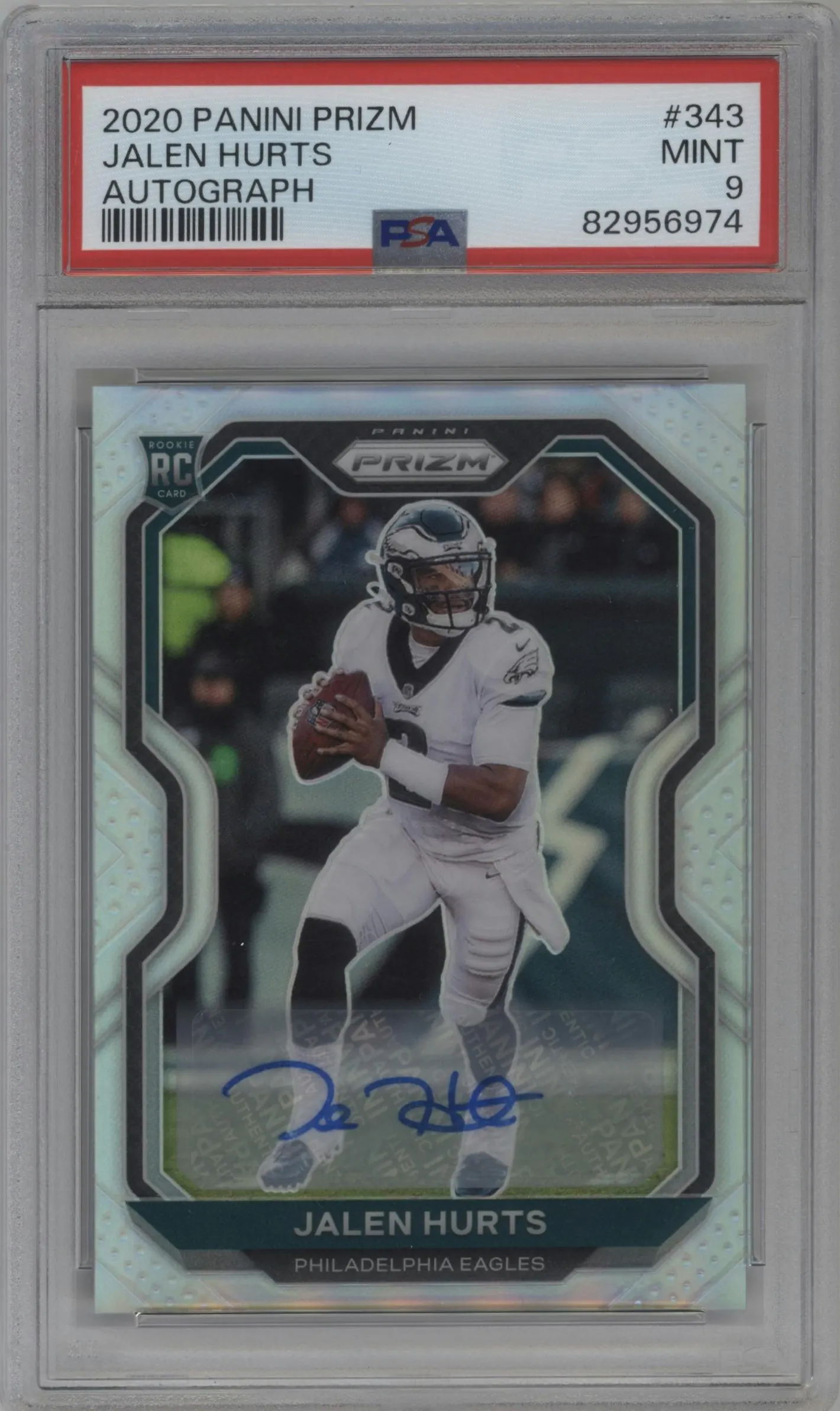 2020 Panini Prizm Rke.Auto Jalen Hurts PSA 9