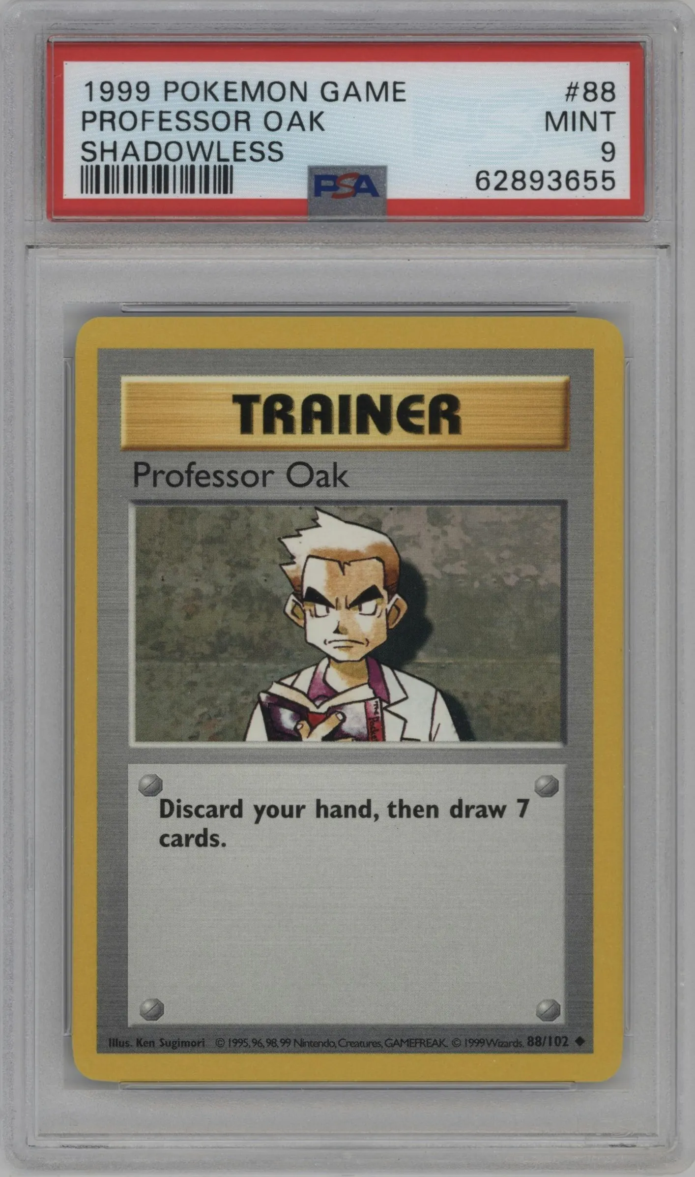 1999 Pokemon Base Set Professor Oak #88 PSA 9