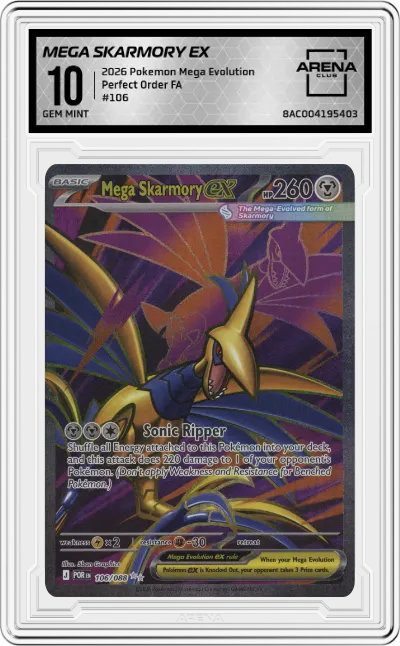 2026 Pokemon Mega Evolution Perfect Order Mega Skarmory ex #106 ARENA CLUB 10