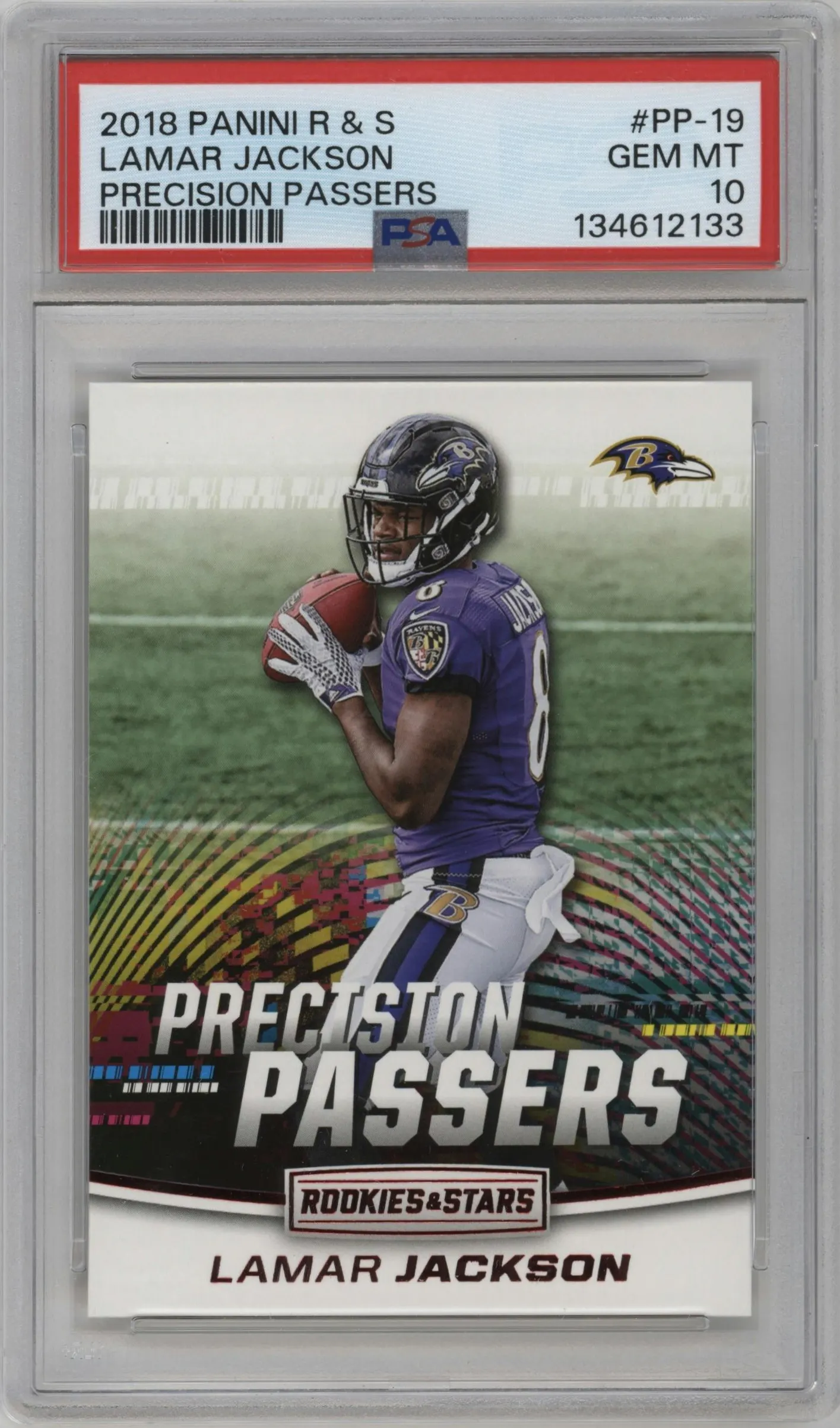 2018 Panini Rookies & Stars Precision Passers Lamar Jackson #PP-19 PSA 10