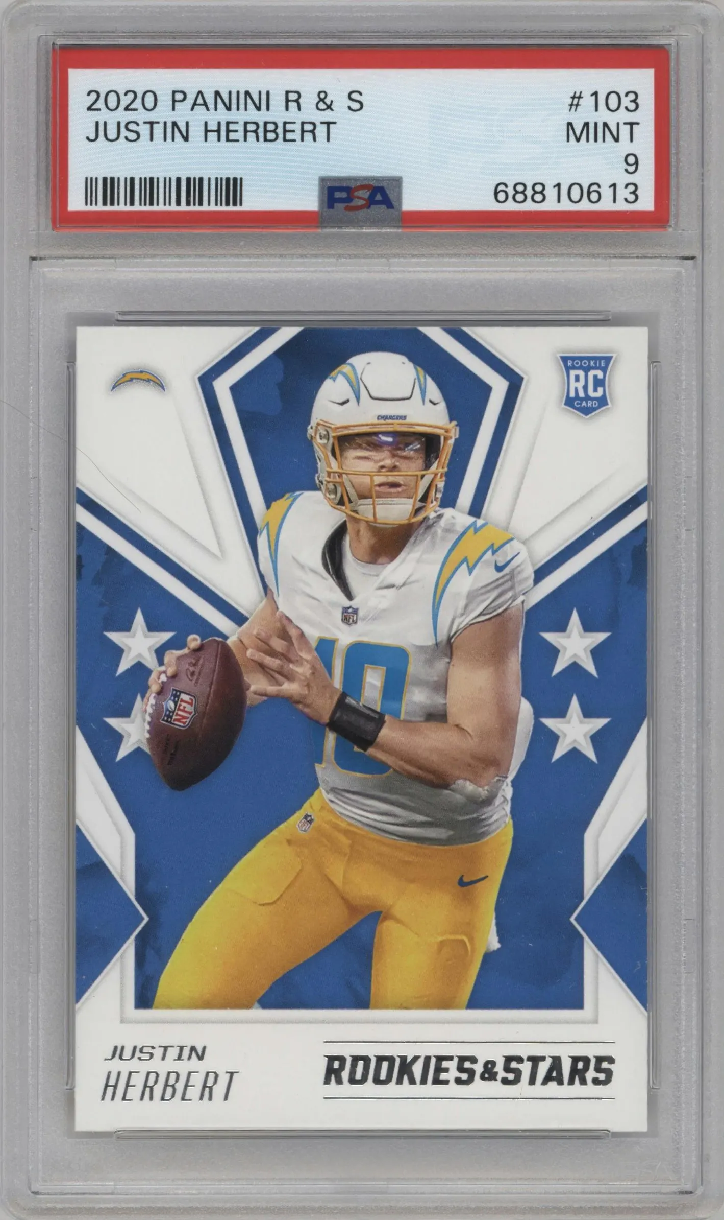 2020 Panini Rookies & Stars Justin Herbert #103 PSA 9