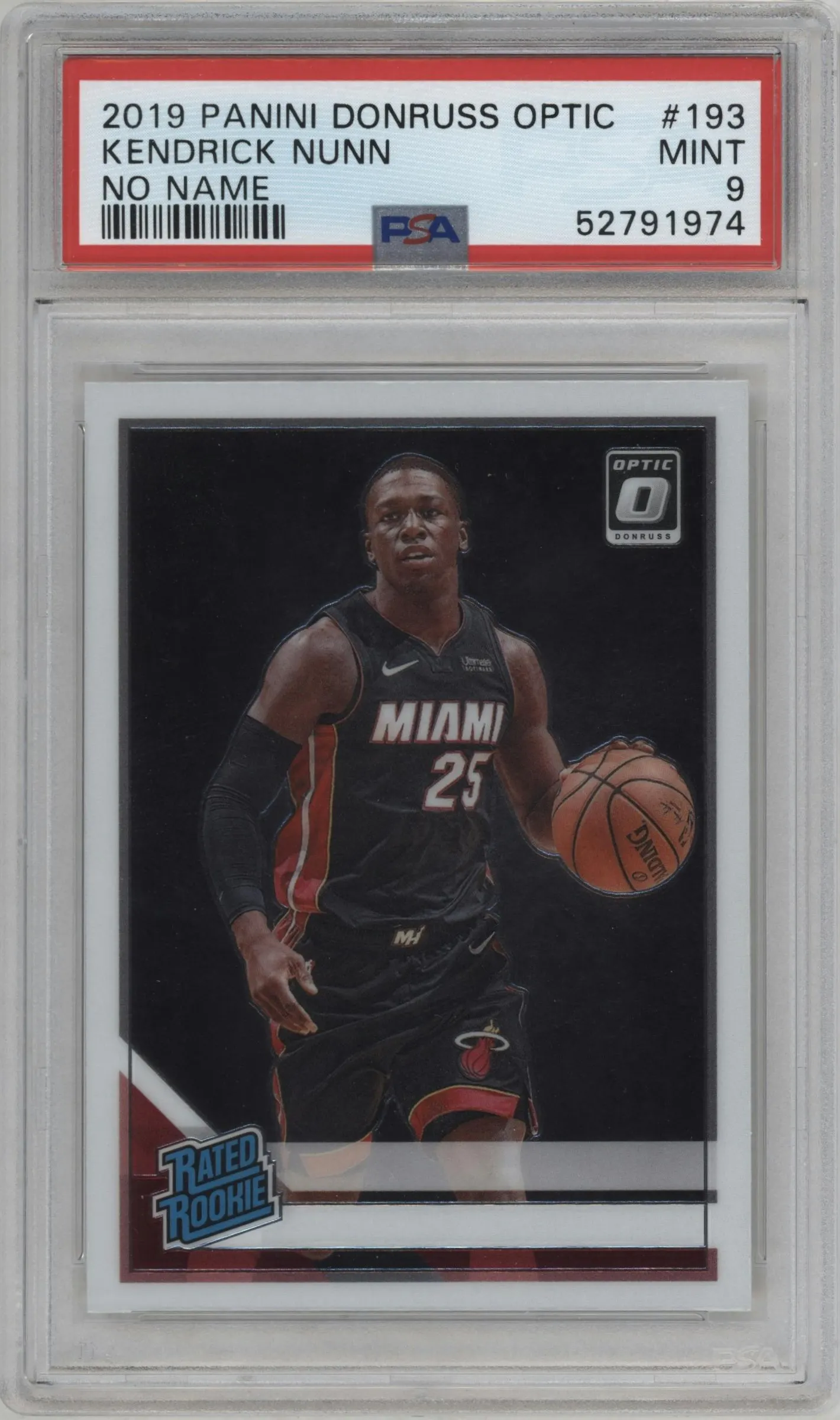 2019 Panini Donruss Optic Rated Rookie Kendrick Nunn No Name #193 PSA 9
