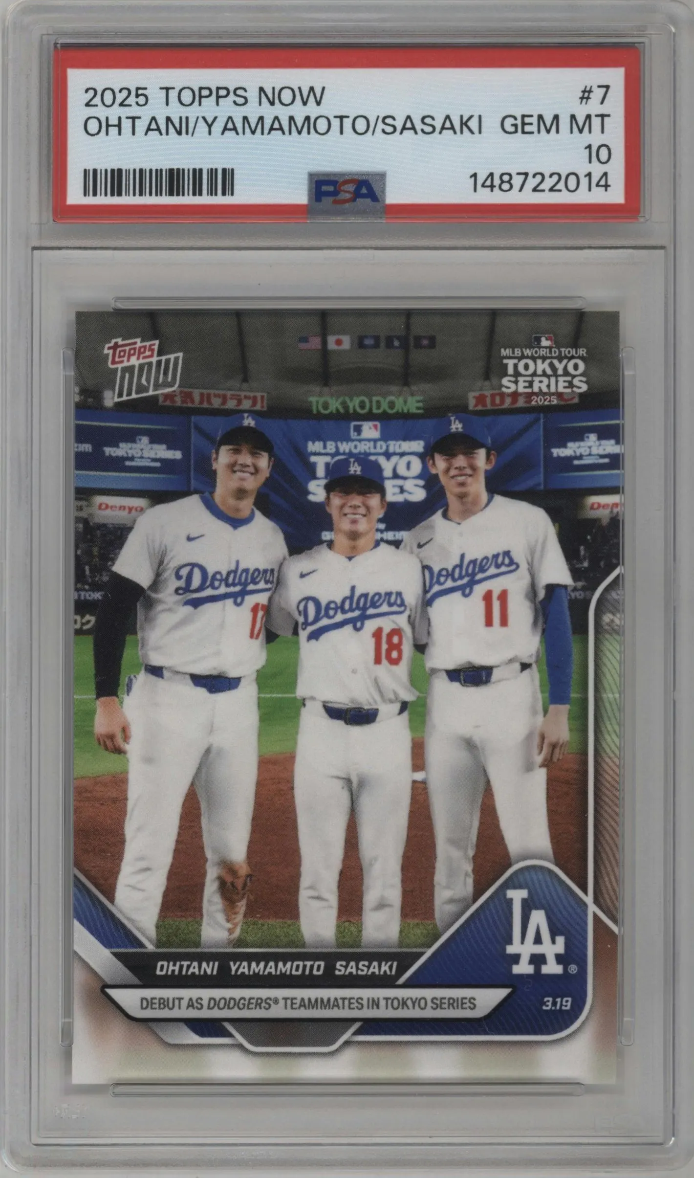 2025 Topps Now Shohei Ohtani/Yoshinobu Yamamoto/Roki Sasaki PSA 10