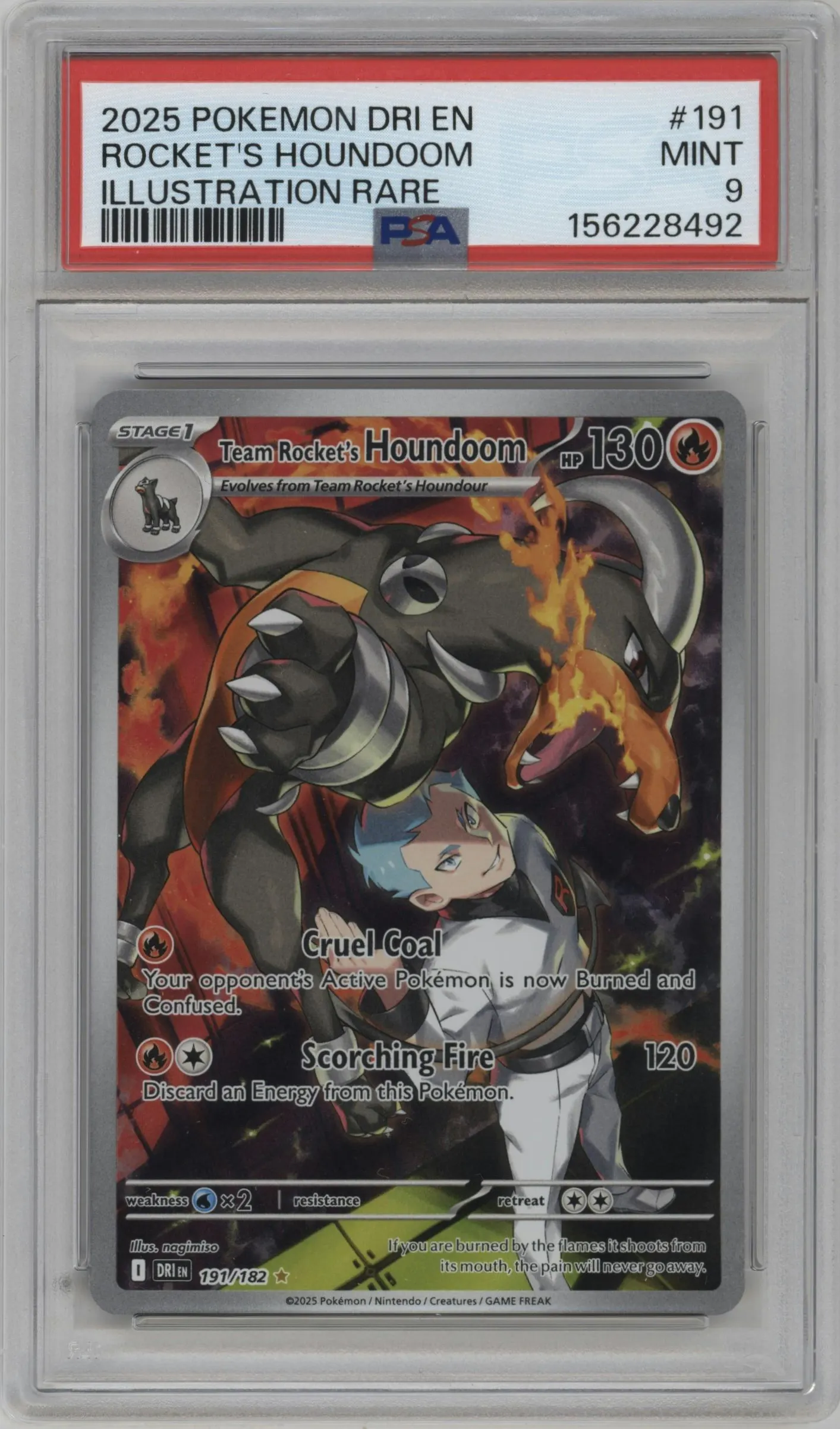 2025 Pokemon SV Destined Rivals Team Rocket's Houndoom #191 PSA 9