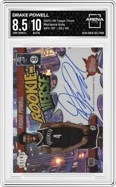 2025 Topps Three Rke.Verse Auto Drake Powell #RV-DP ARENA CLUB 8.5