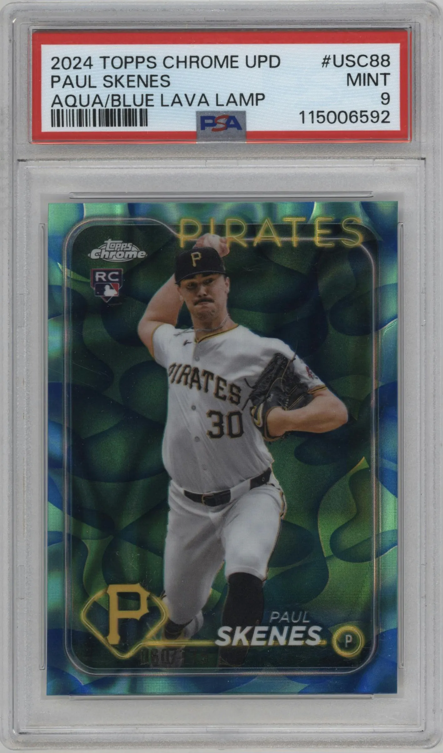 2024 Topps Chrome Update Paul Skenes Aqua/Blue Lava Lamp Refractor #USC88 PSA 9
