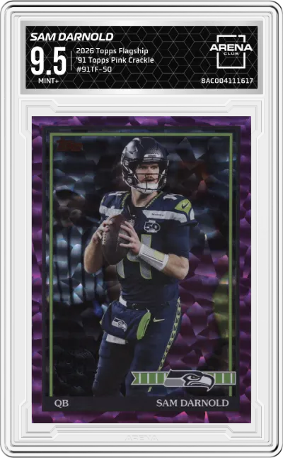 2026 Topps Flagship '91 Topps Sam Darnold Pink Crackle #91TF-50 ARENA CLUB 9.5