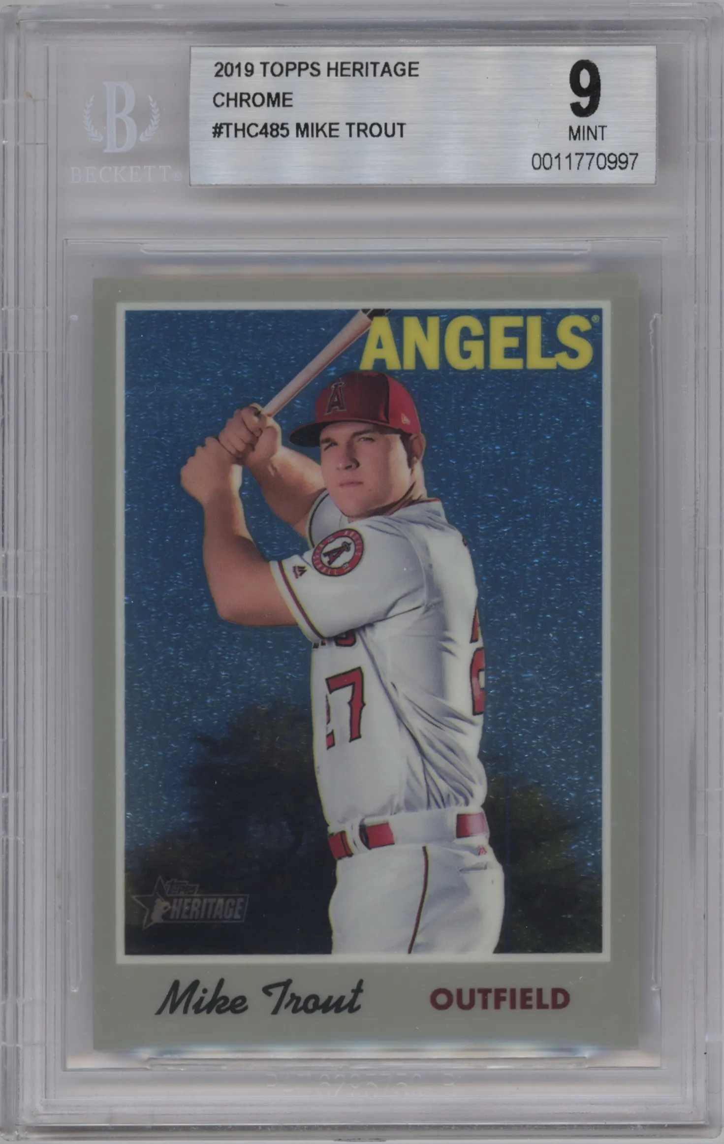 2019 Topps Heritage Chrome Mike Trout #THC-485 BGS 9