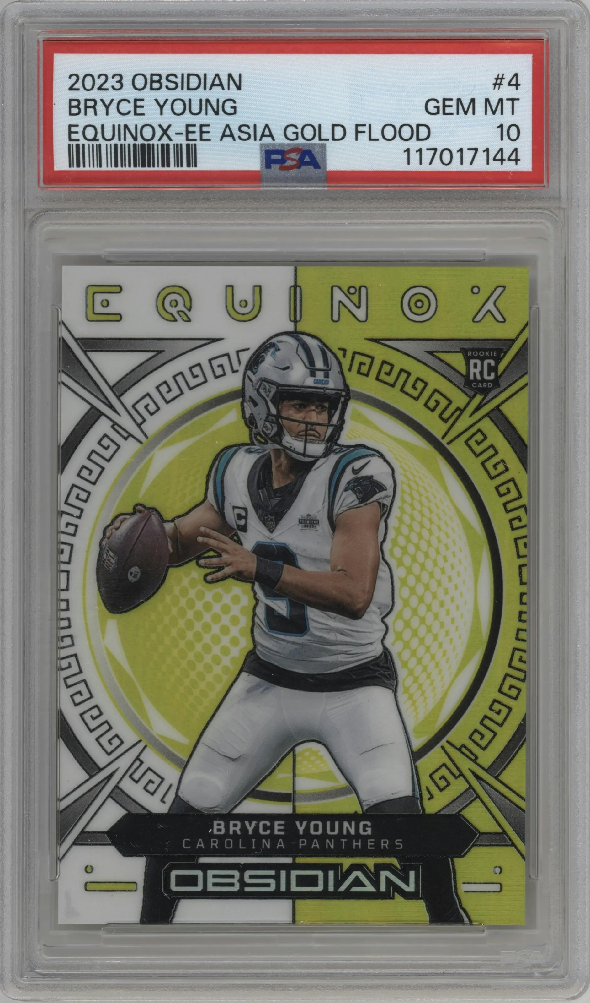 2023 Panini Obsidian Equinox Bryce Young Electric Etch Asia Gold Flood #4 PSA 10