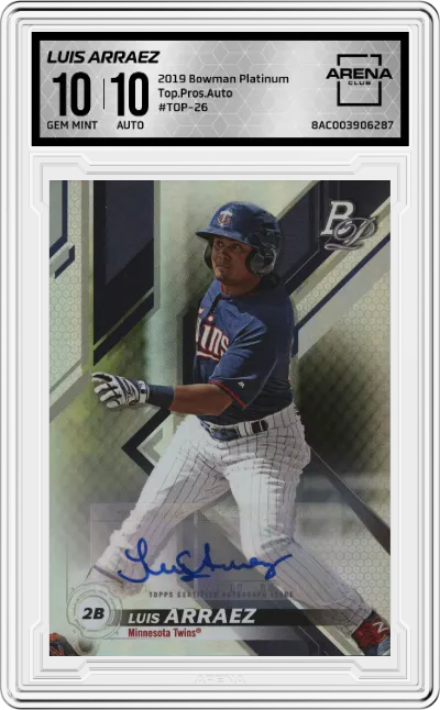 2019 Bowman Platinum Top.Pros.Auto Luis Arraez #TOP-26 ARENA CLUB 10