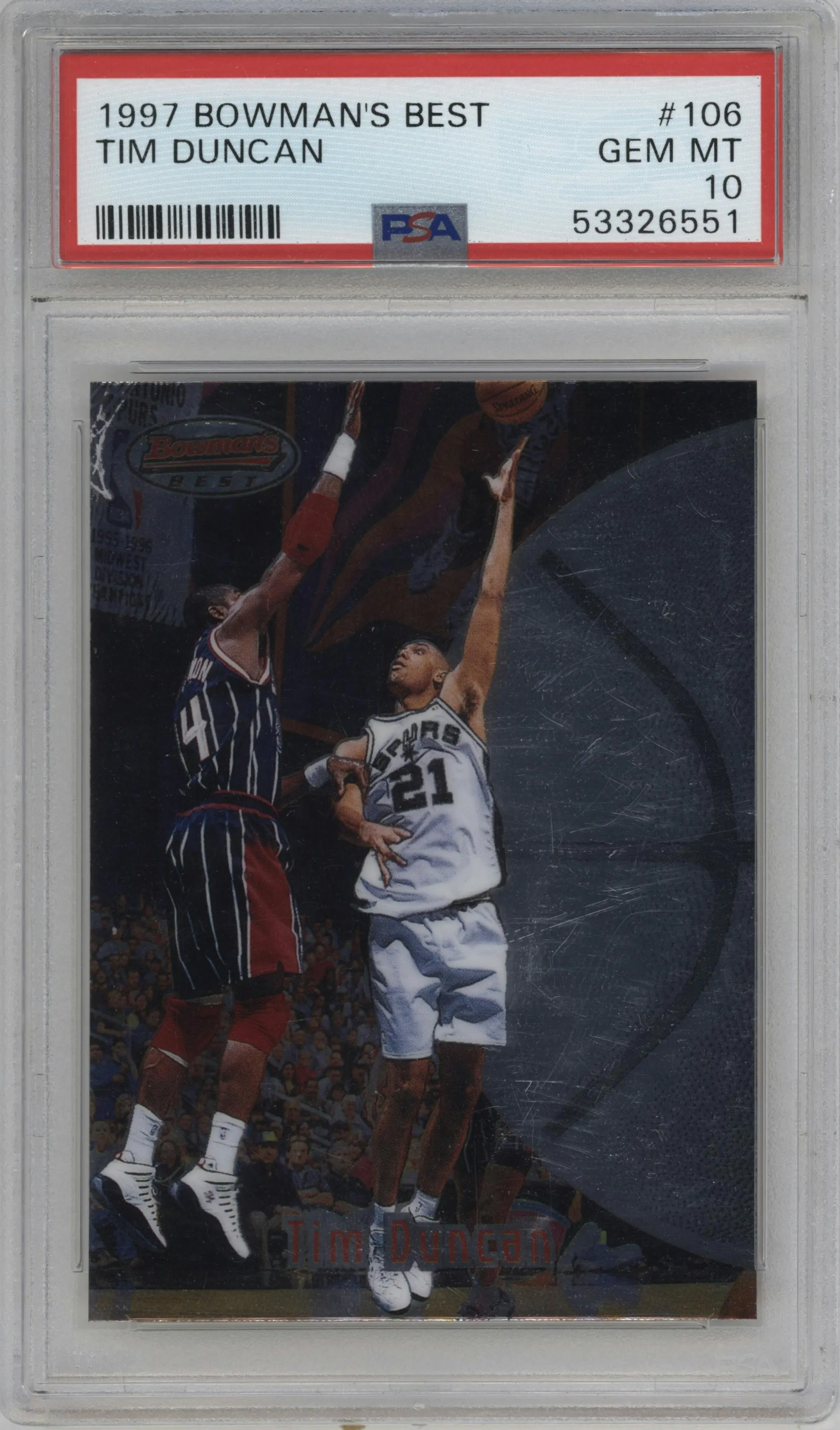 1997 Bowman's Best Tim Duncan #106 PSA 10