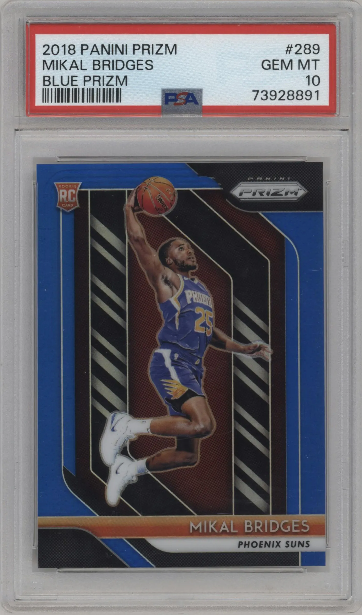 2018 Panini Prizm Mikal Bridges Blue Prizm #289 PSA 10