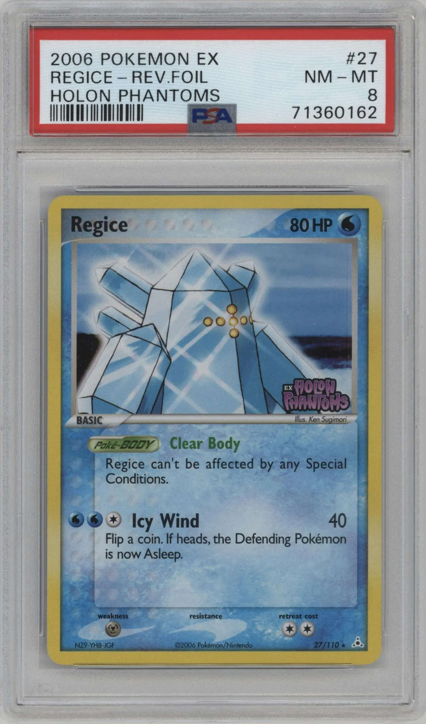 2006 Pokemon EX Holon Phantoms Regice #27 PSA 8