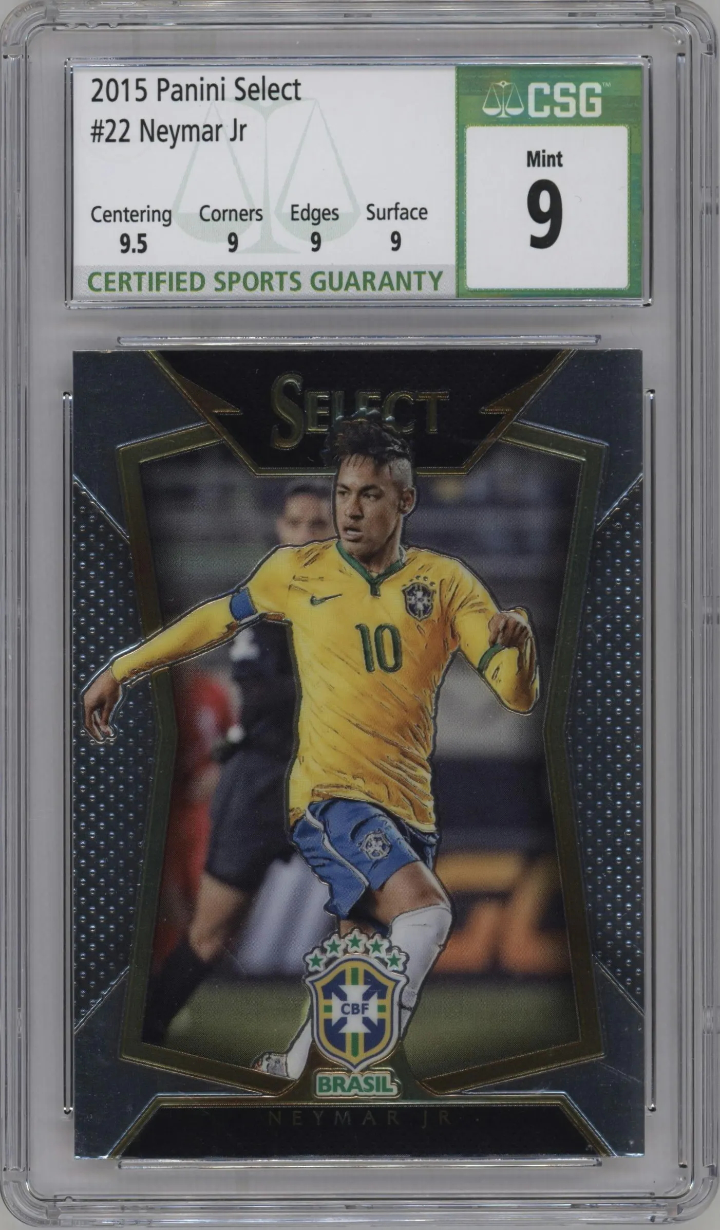 2015 Panini Select Neymar Jr #22 CGC 9