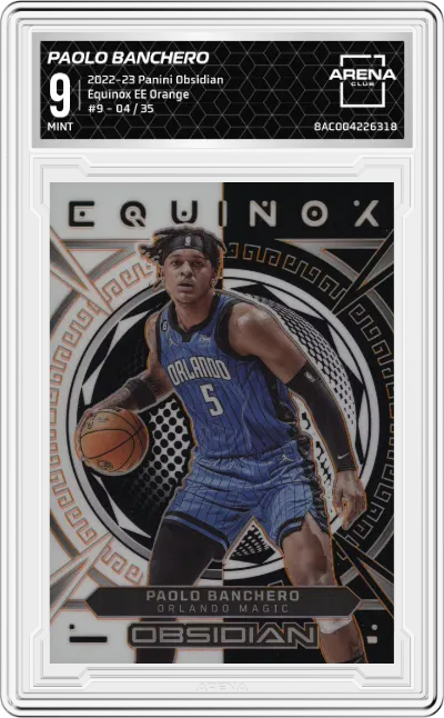 2022 Panini Obsidian Equinox Paolo Banchero Electric Etch Orange #9 ARENA CLUB 9