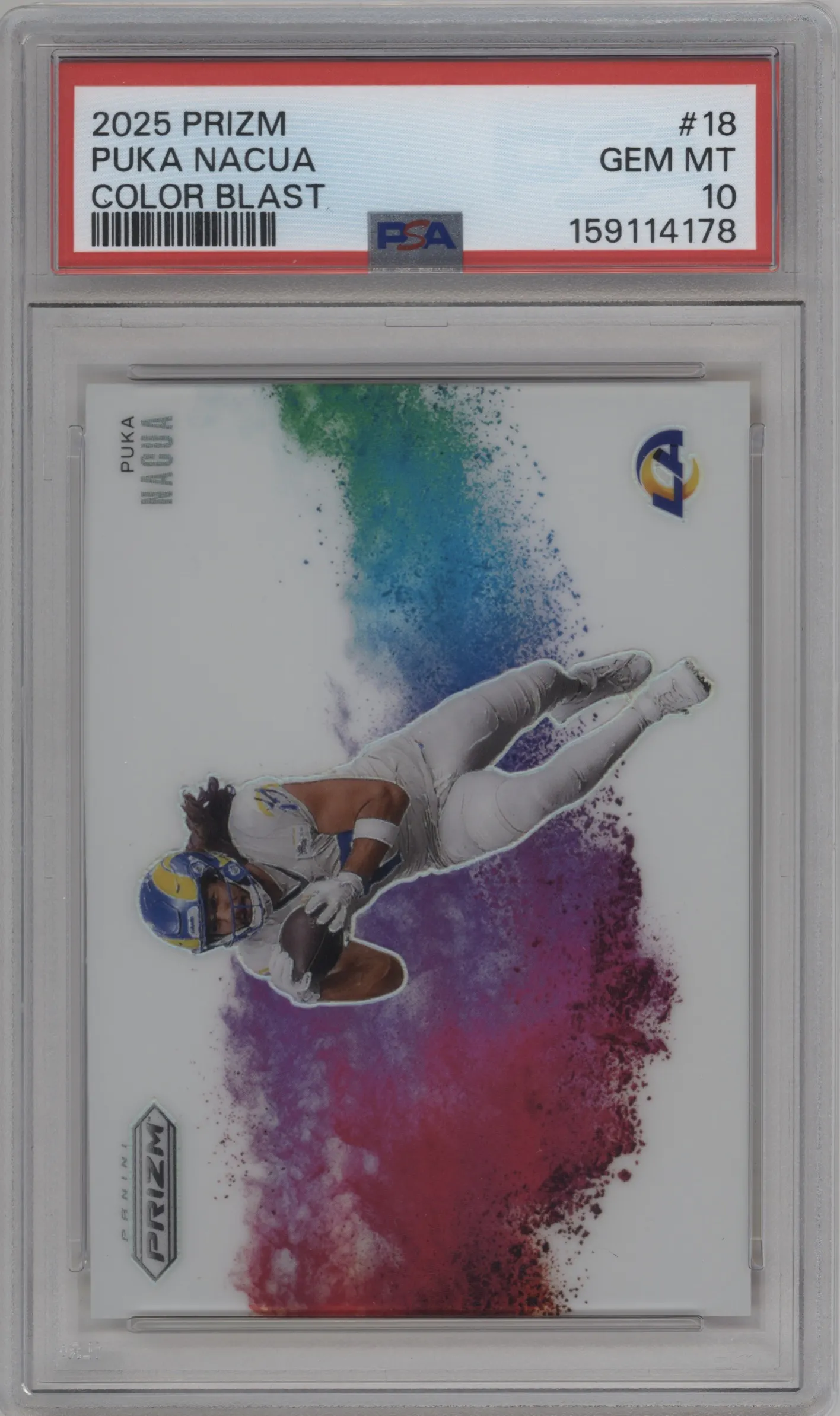 2025 Panini Prizm Color Blast Puka Nacua #18 PSA 10