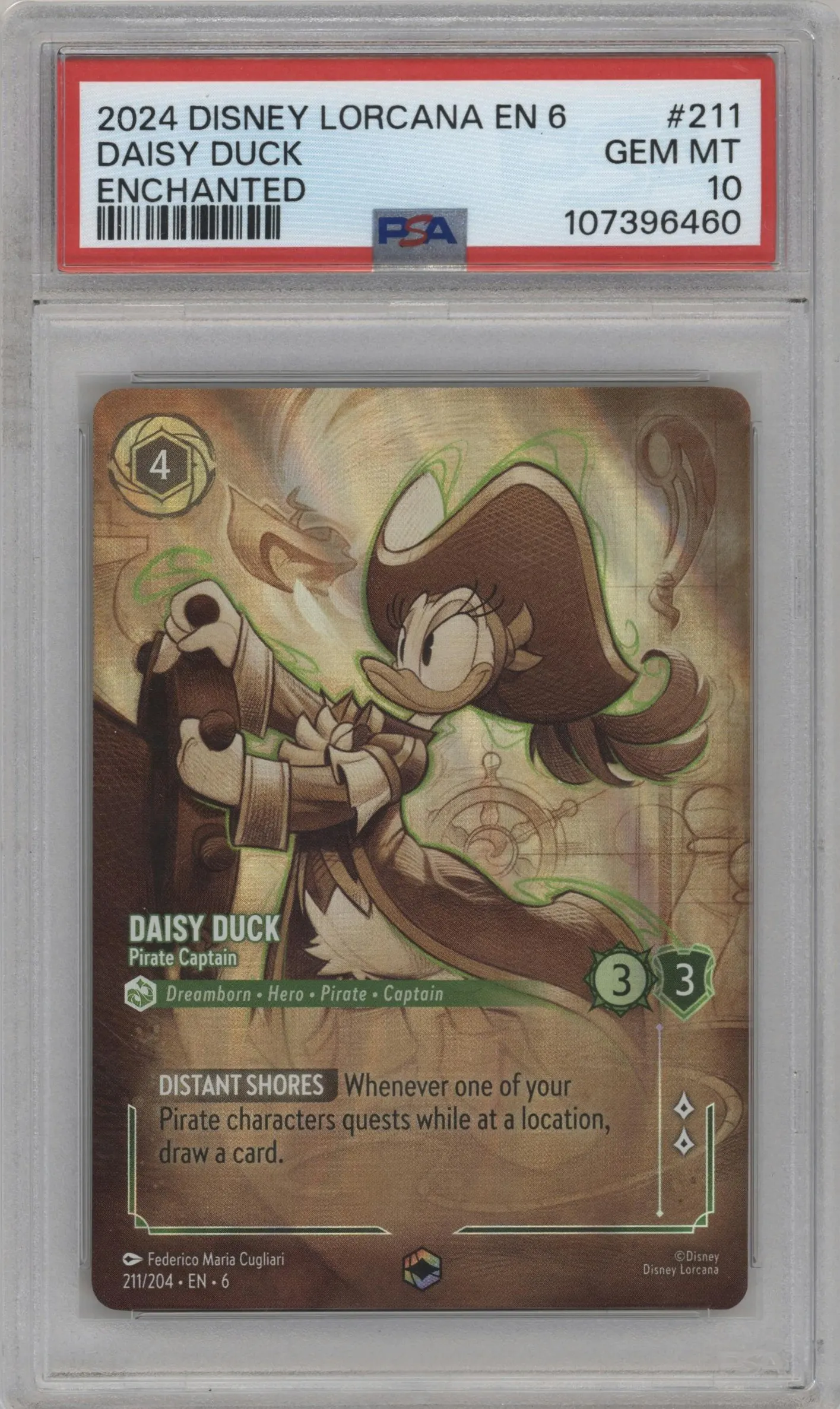2024 Disney Lorcana Azurite Sea Daisy Duck Enchanted #211 PSA 10