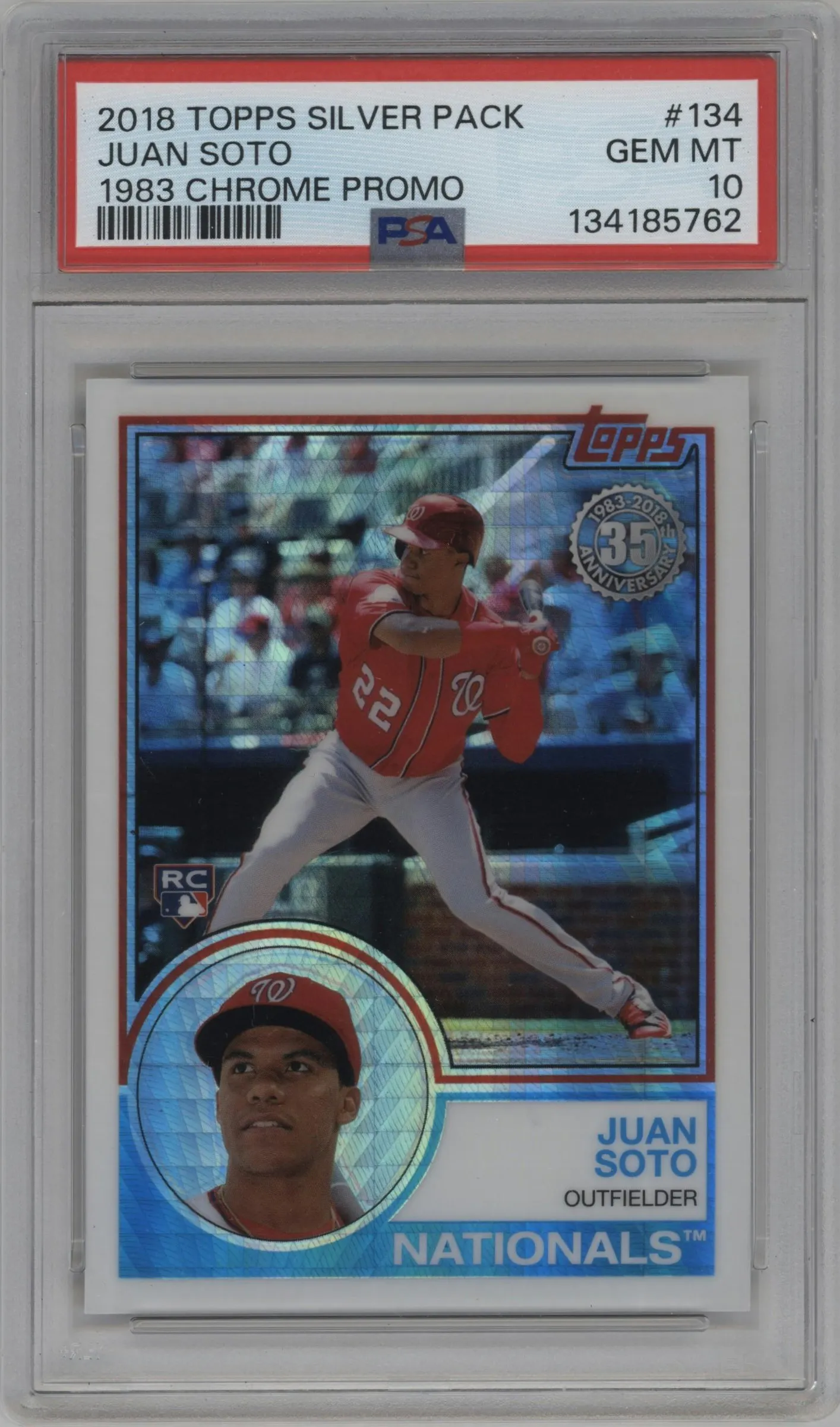 2018 Topps Silver Pack '83 Chrome Promo Juan Soto #134 PSA 10