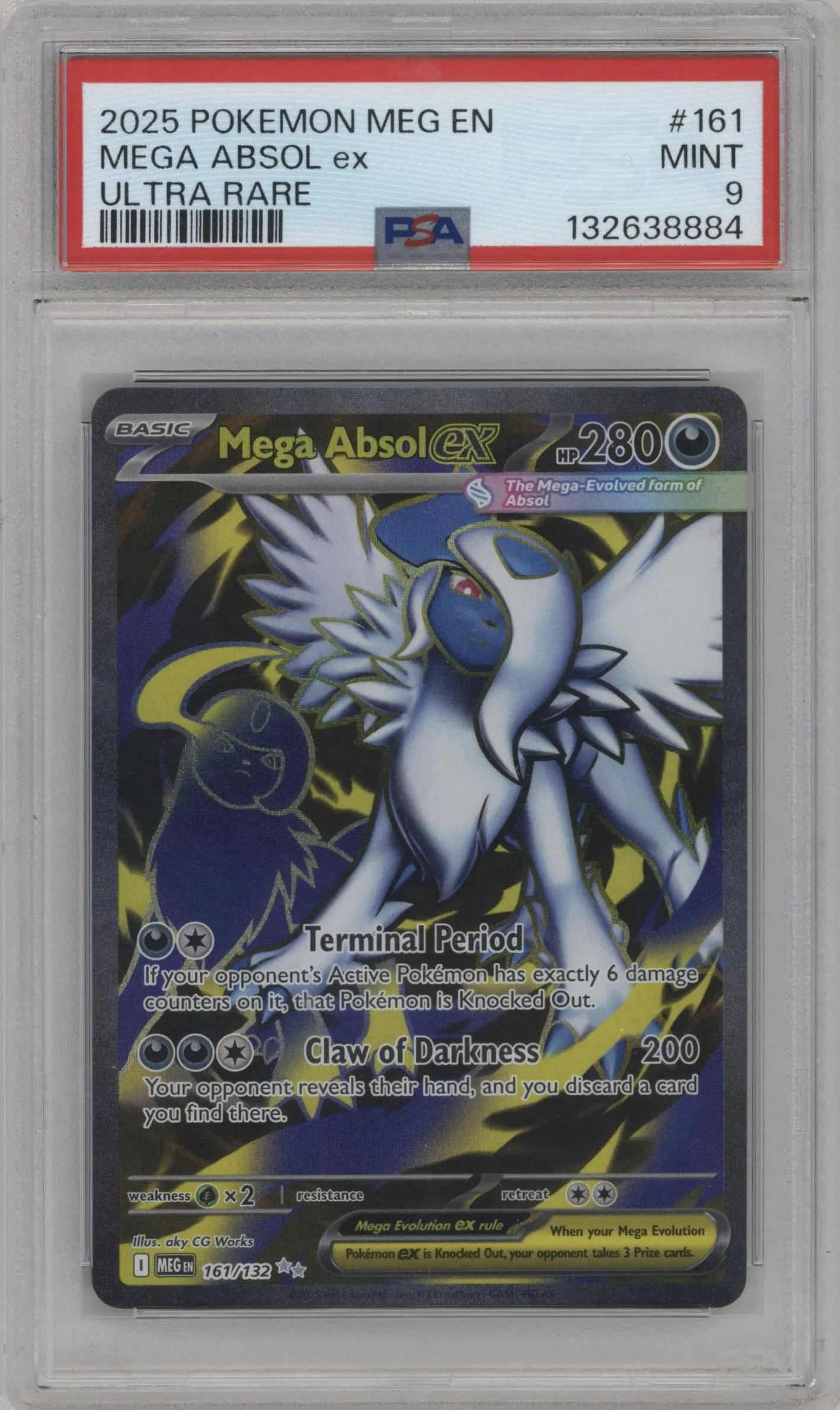 2025 Pokemon Mega Evolution Mega Absol ex #161 PSA 9