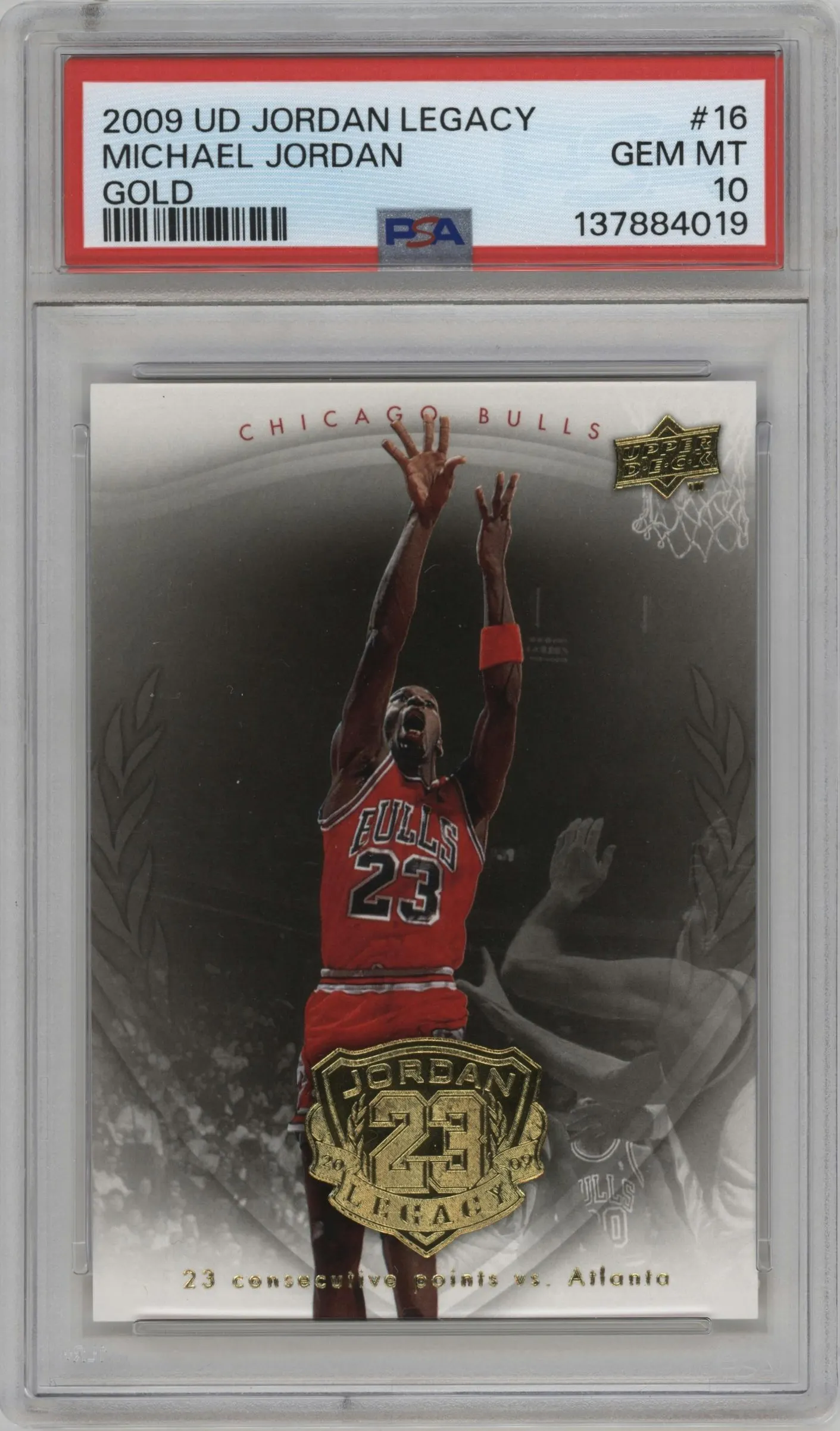 2009 Upper Deck Michael Jordan Legacy Collection Hall of Fame Edition Michael Jordan Gold #16 PSA 10